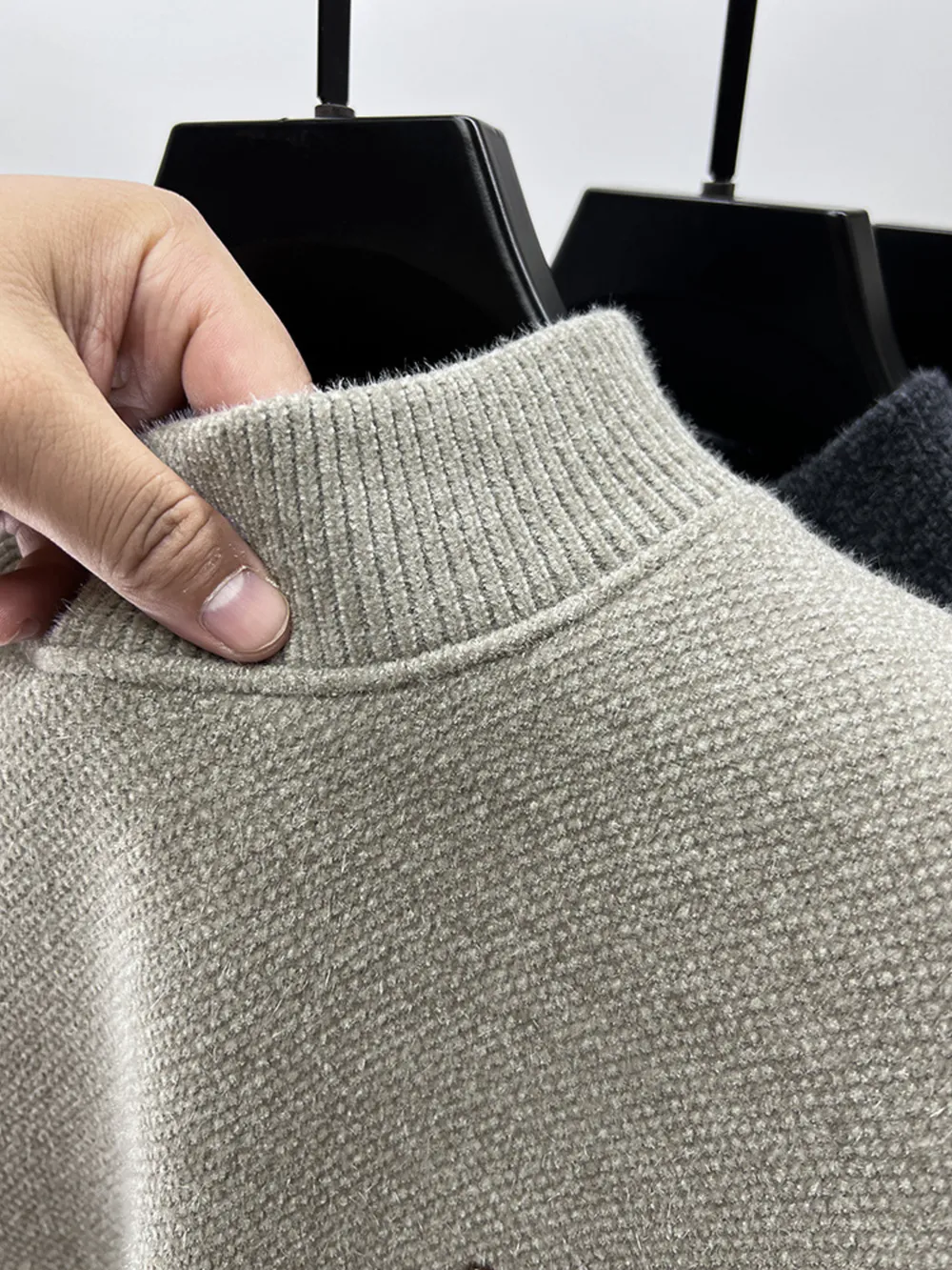 Men's Plus Size Ribbed Hem Long Sleeve Sweater, image 4