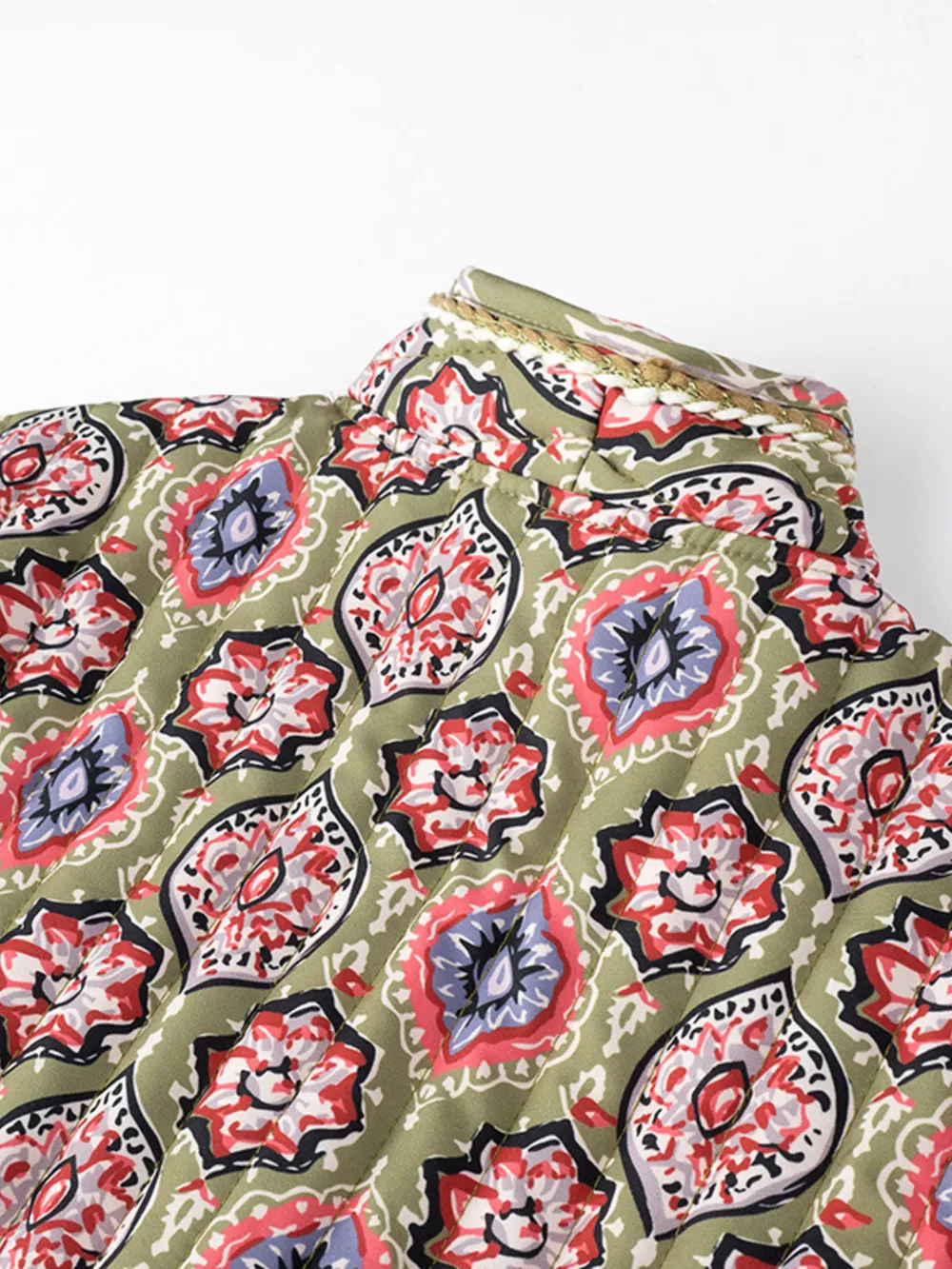Belted Open Front Floral Winter Coat, image 9