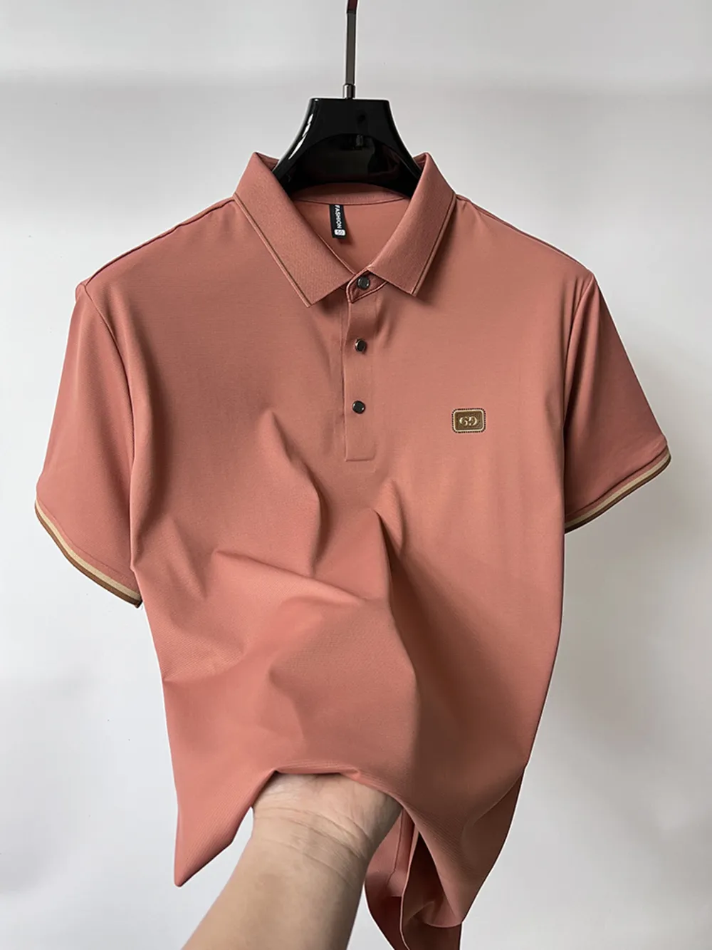 Men's Plus Size Button Detail Short Sleeve Polo, image 2