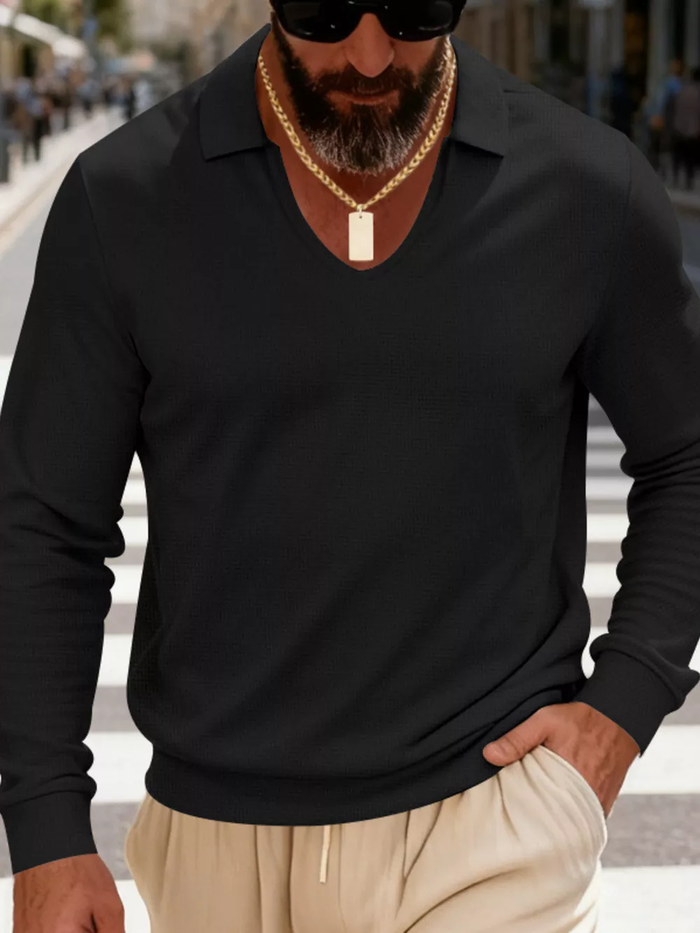 Men's Full Size Slim Fit Long Sleeve Polo Plus Size, image 14