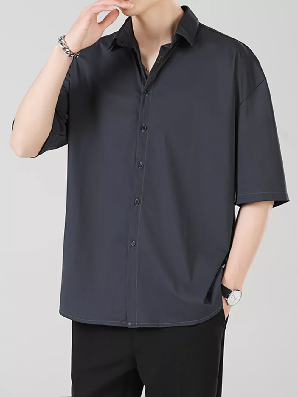 Men's Full Size Casual Short Sleeve Button-Down Shirt Plus Size, image 9