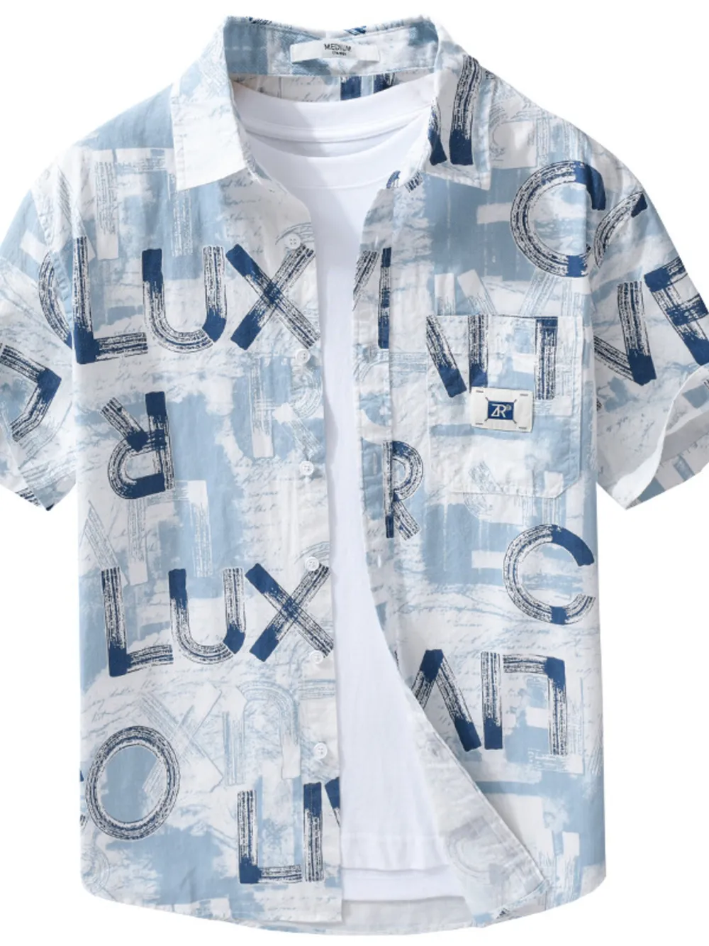Men's Plus Size Printed Button Up Short Sleeve Shirt, image 5