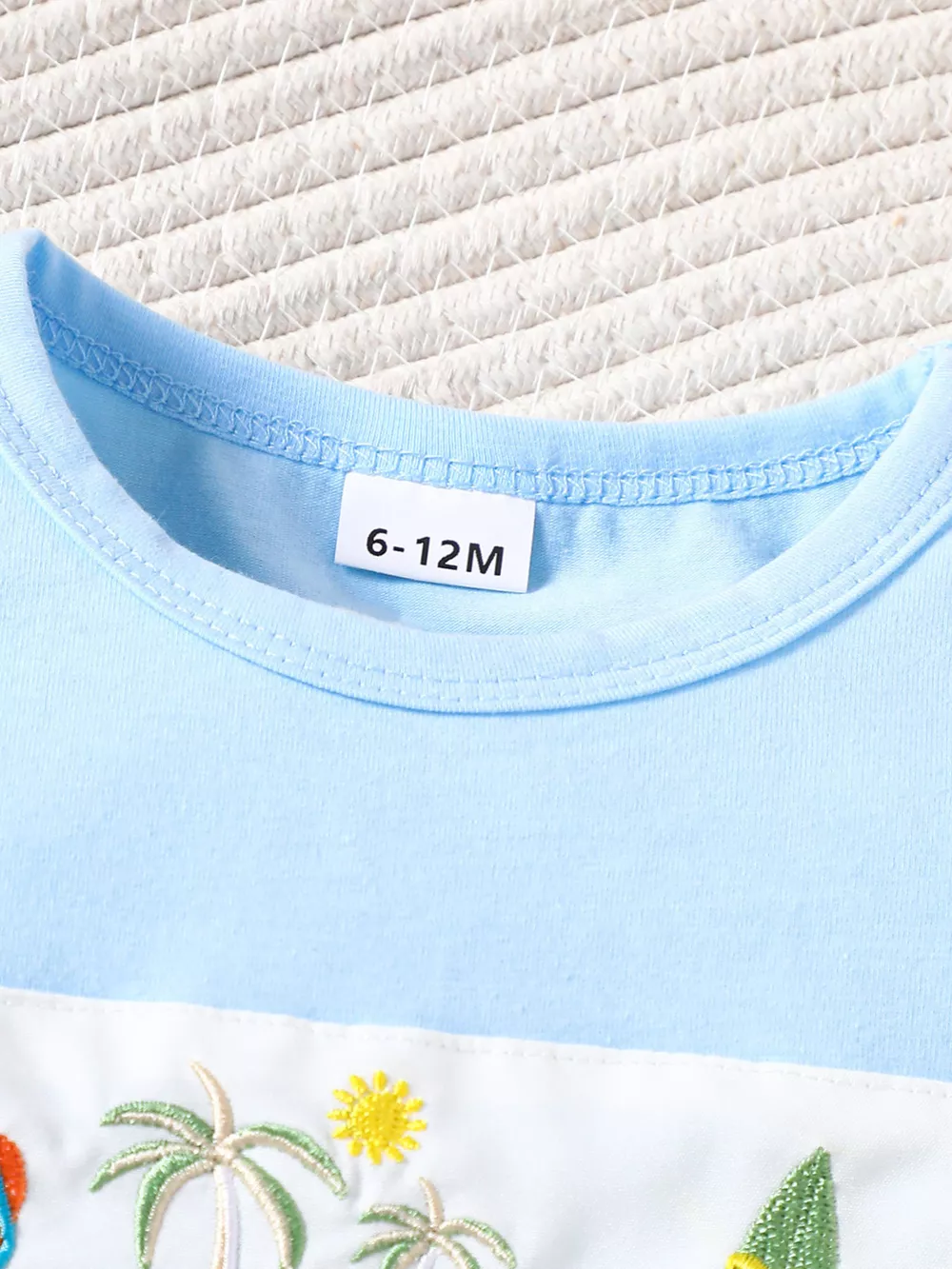 Children's Shark Embroidered T-shirt and Striped Shorts Set, image 7