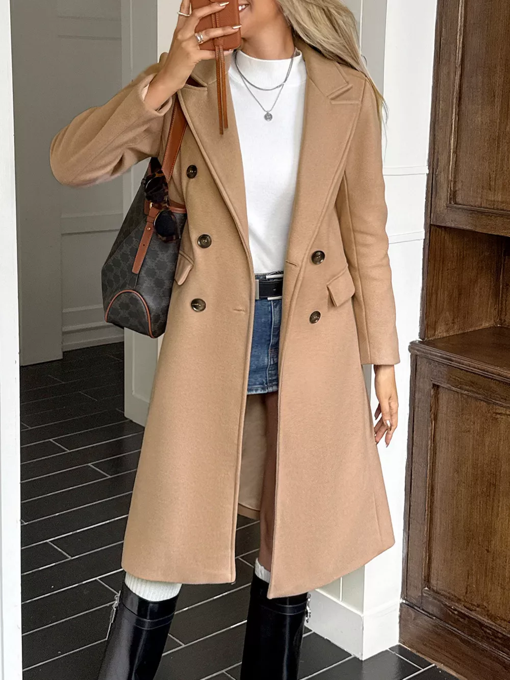 Double-Breasted Wool Blend Overcoat, image 2
