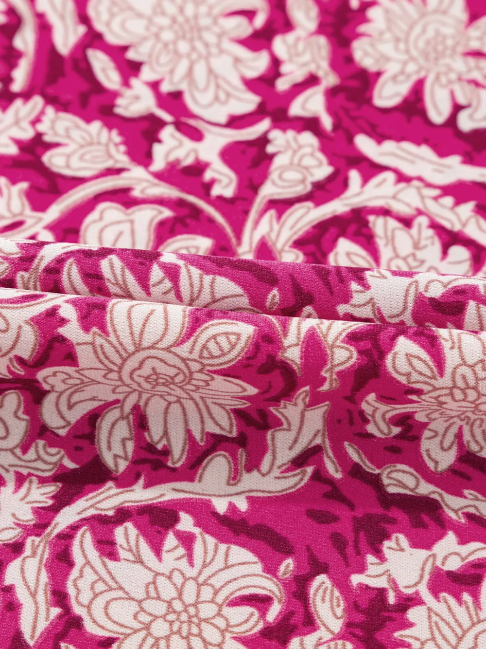 Floral Print Split Neck Pleated Long Sleeve Blouse, image 12