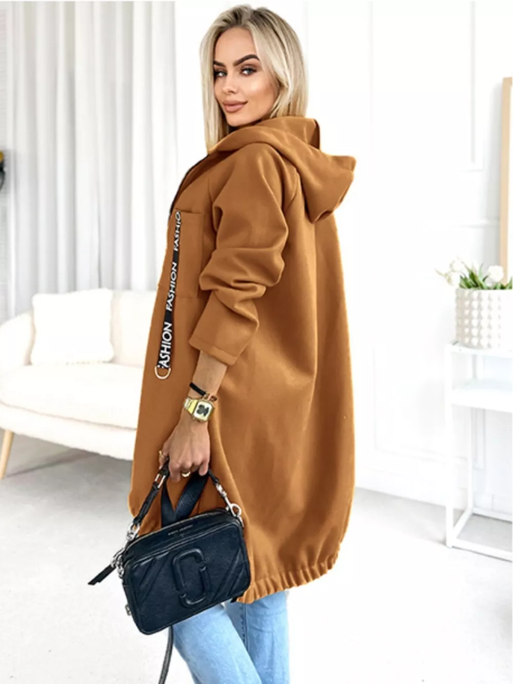 Full Size Zip Up Longline Hooded Outerwear Plus Size, image 14