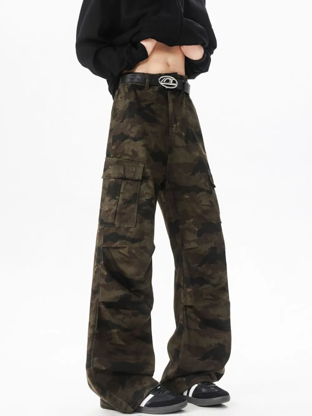 Men's Wide Leg Camouflage Cargo Pants, image 5