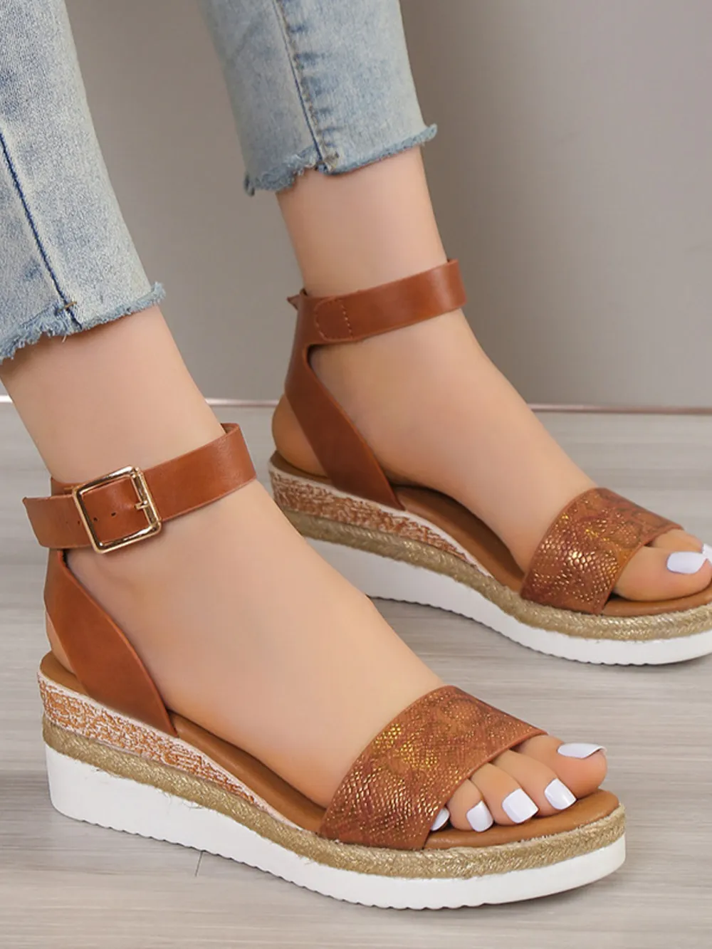 Platform Wedge Ankle Strap Sandals, image 5
