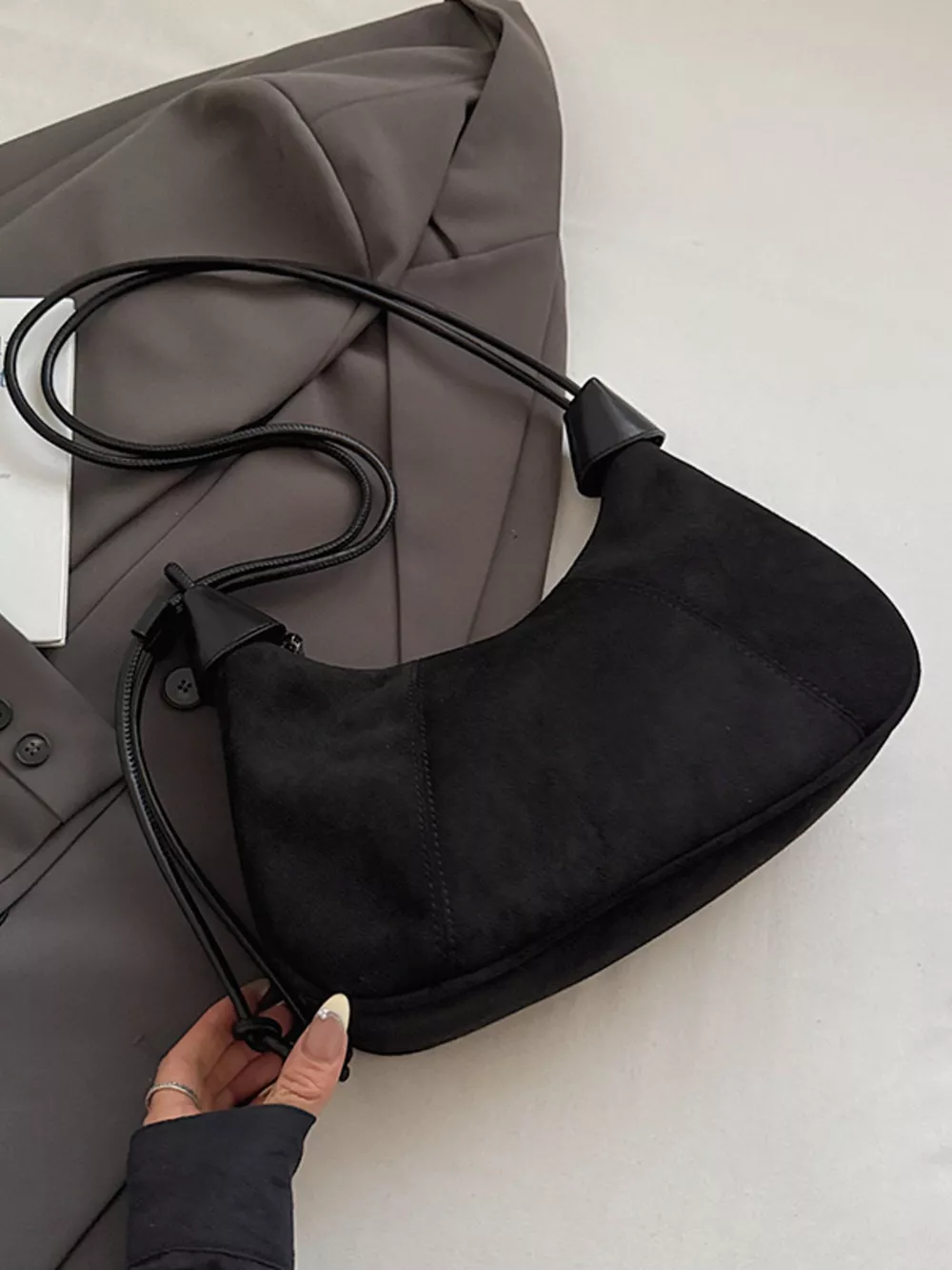 Vintage Suede Tassel Shoulder Bag, image 20