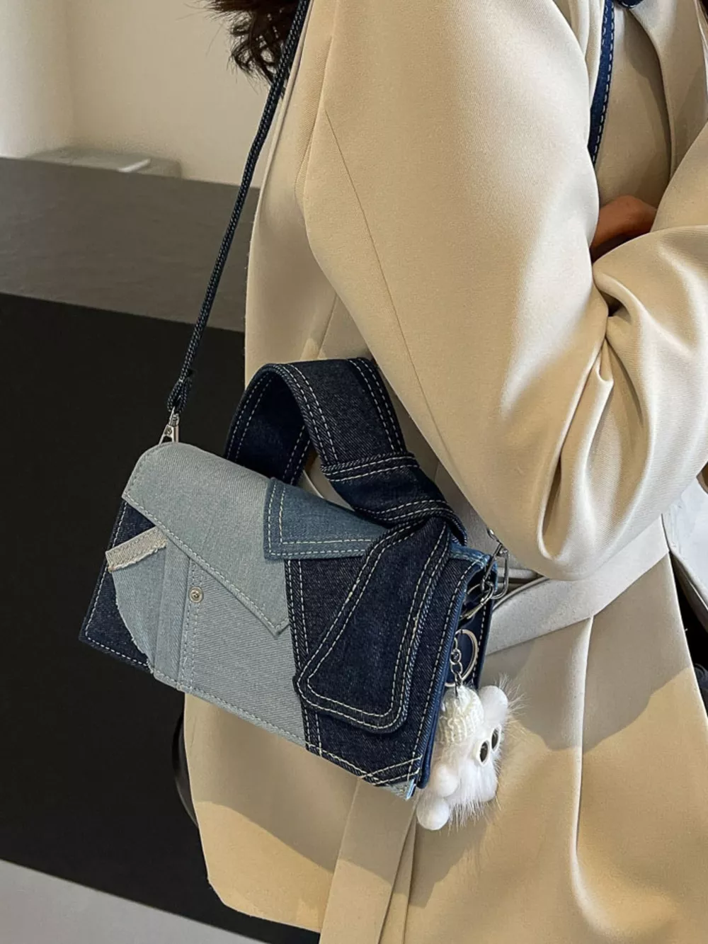 Denim Patchwork Crossbody Bag, image 7