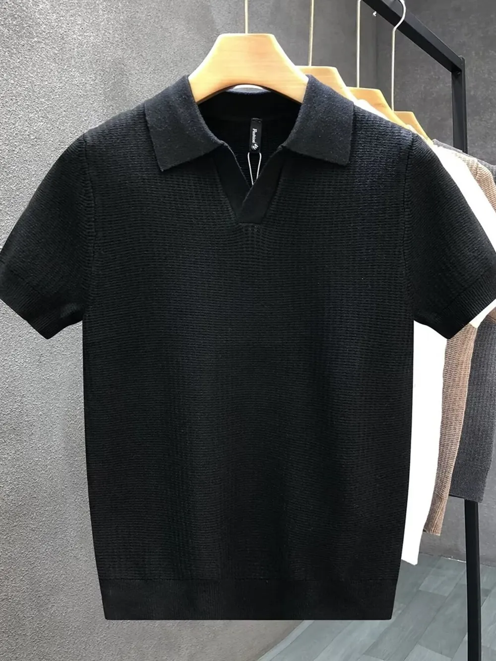 Men's Plus Size Textured Knit Slim Fit Polo