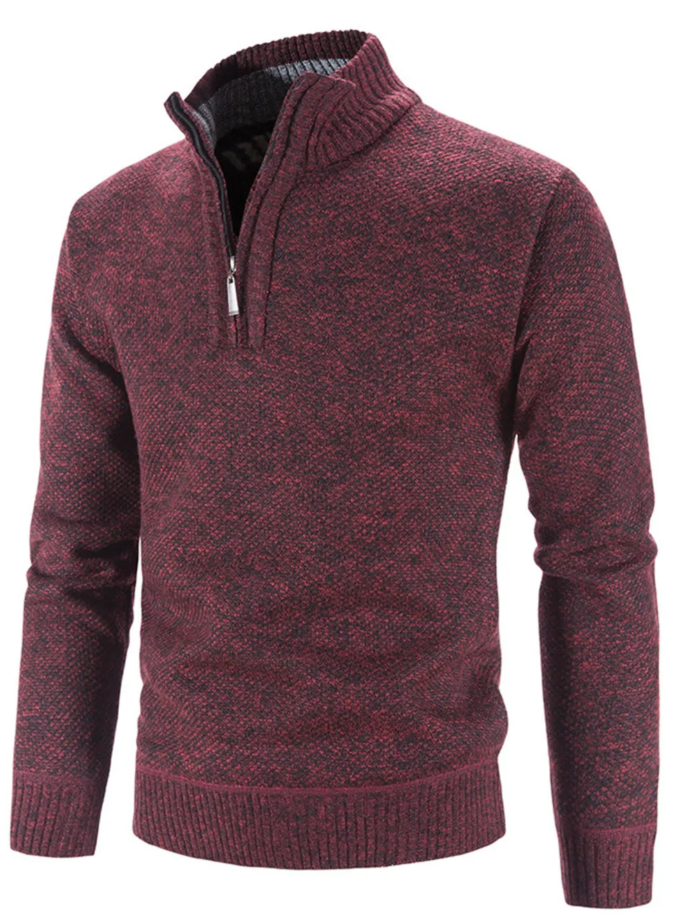 Men's Plus Size Quarter Zip Long Sleeve Sweater, image 9