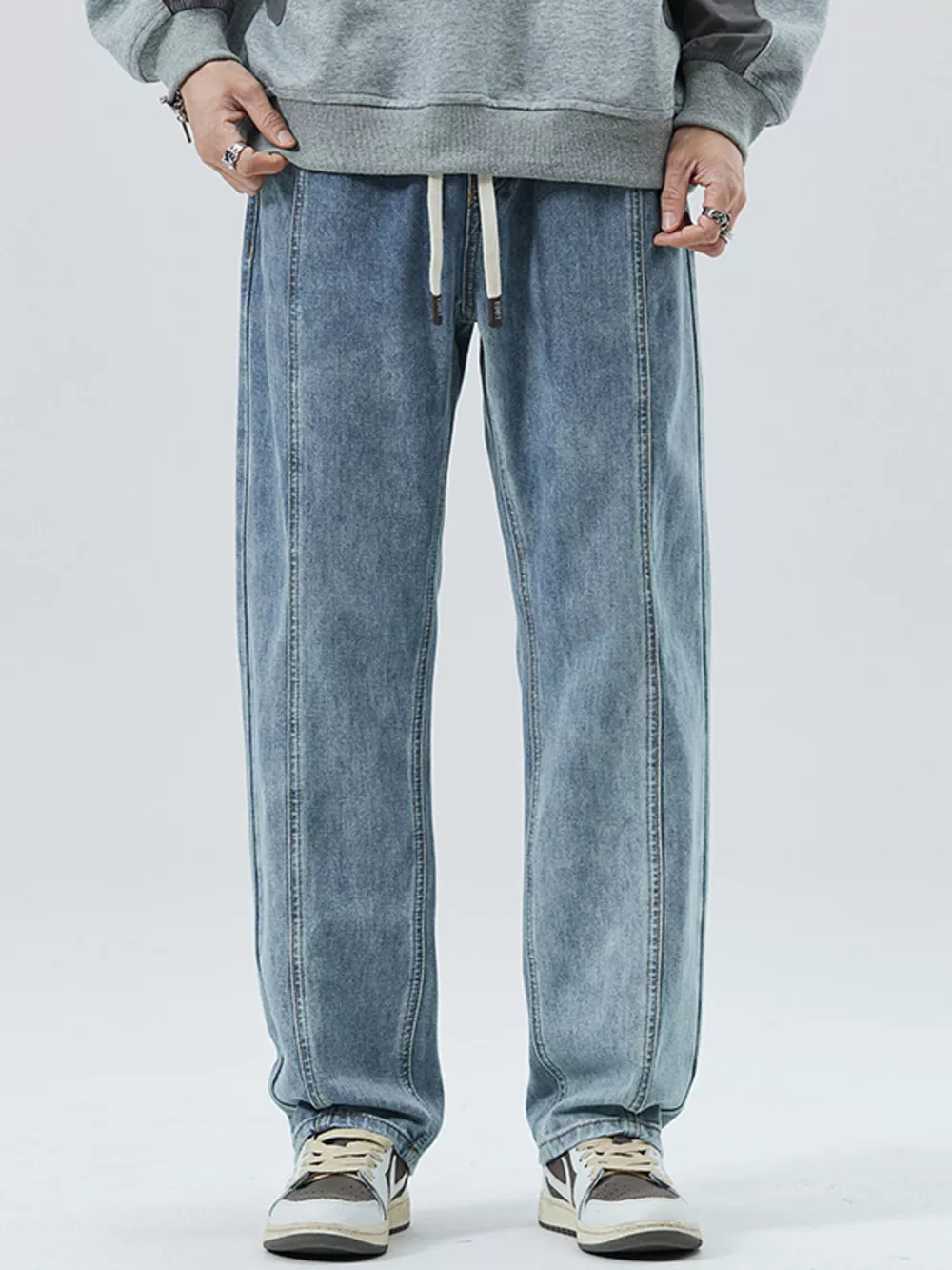 Men's Full Size Loose Fit Straight Leg Jeans Plus Size, image 4