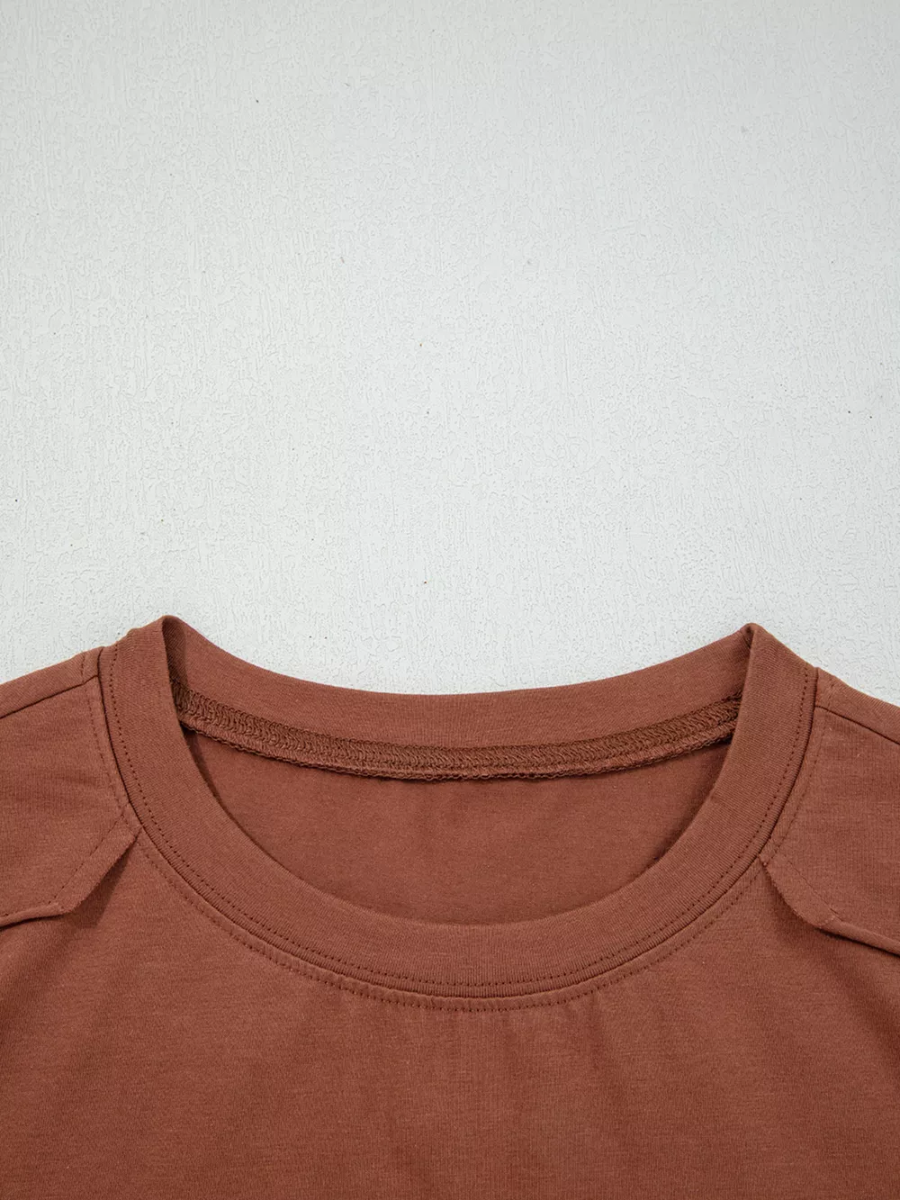 Raw Seam Detail Solid Color Long Sleeve Top, image 5