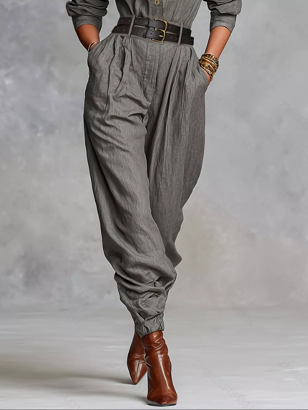 Button Front Long-Sleeve Jumpsuit, image 3