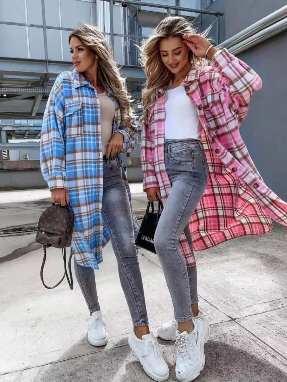 Plaid Button Up Longline Shacket, image 3