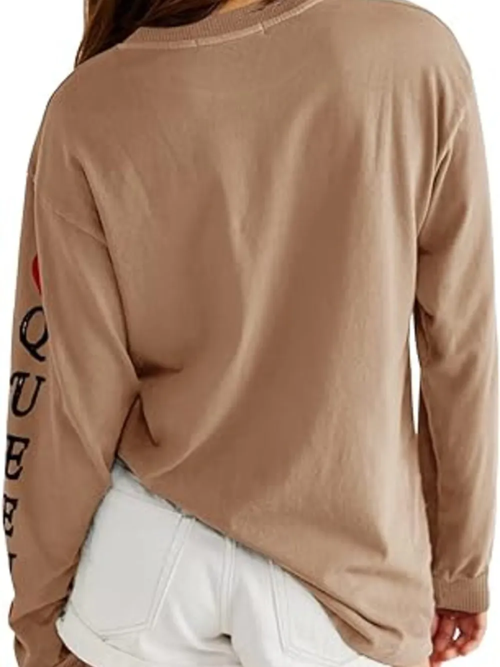 Queen of Hearts Playing Card Graphic Round Neck Sweatshirt, image 4