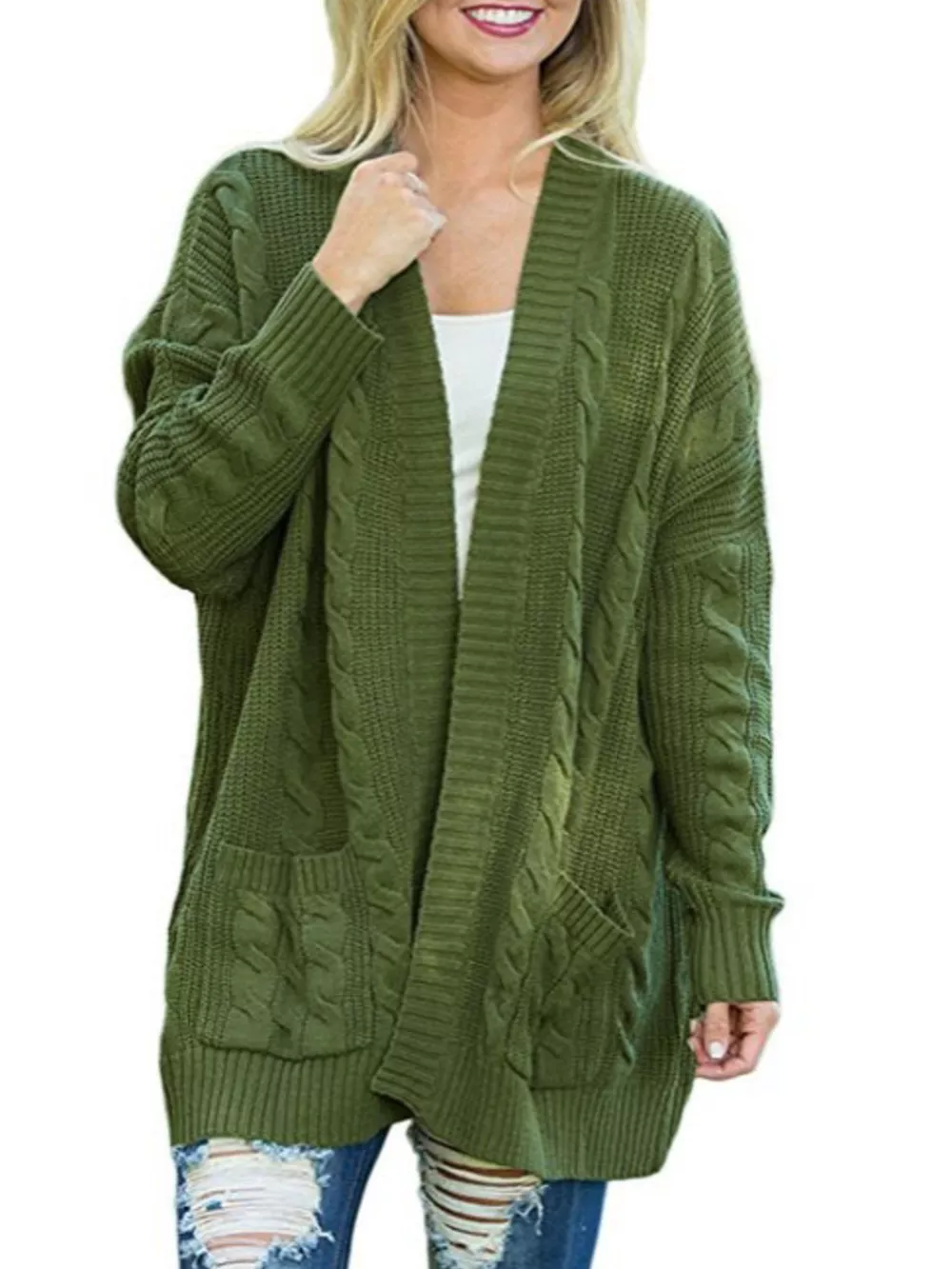 Chunky Knit Open Front Cardigan, image 17