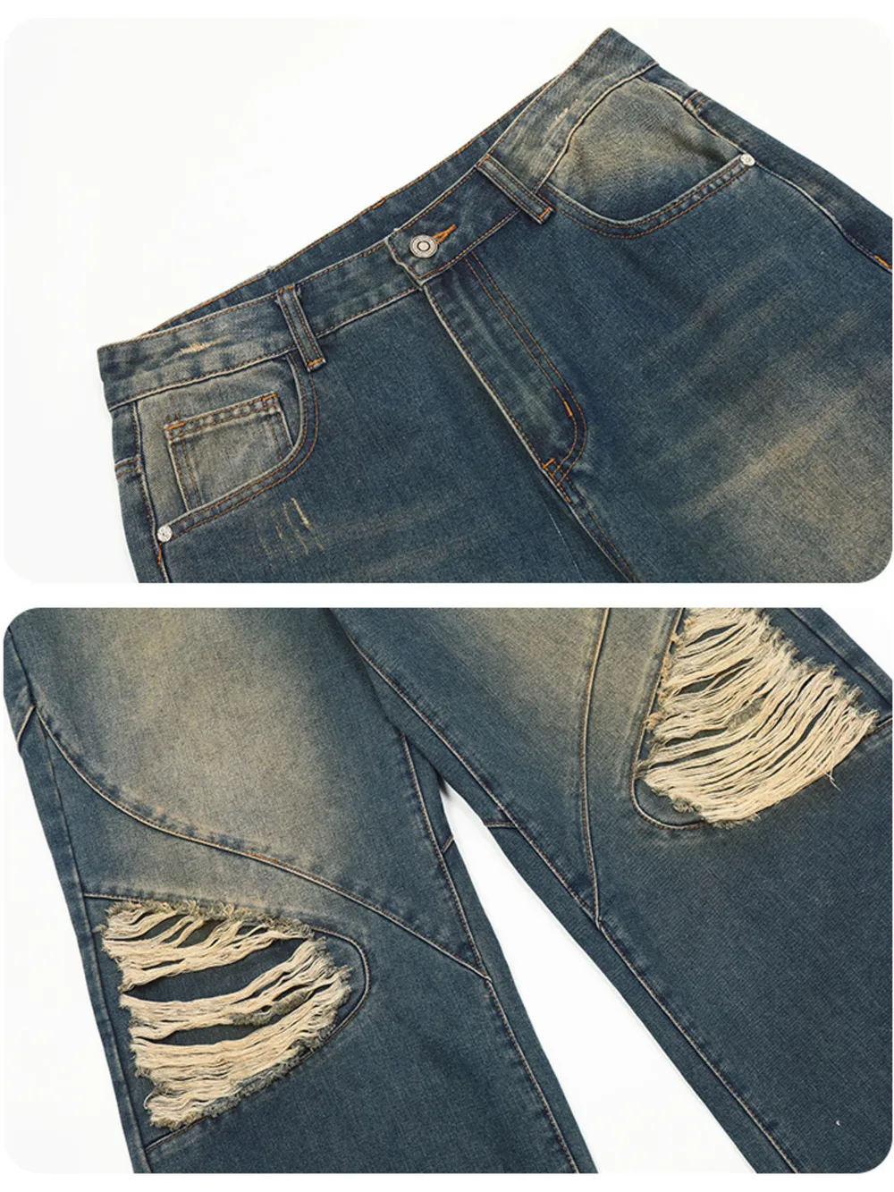 Men's Distressed Wide Leg Jeans, image 5
