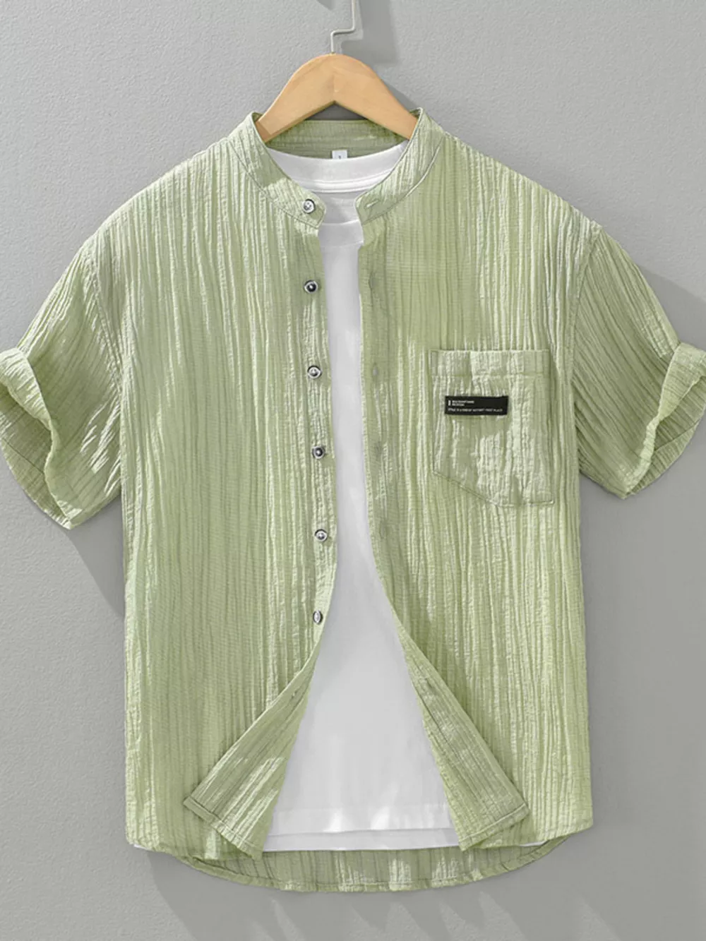 Men's Plus Size Casual Textured Button Up Shirt, image 2