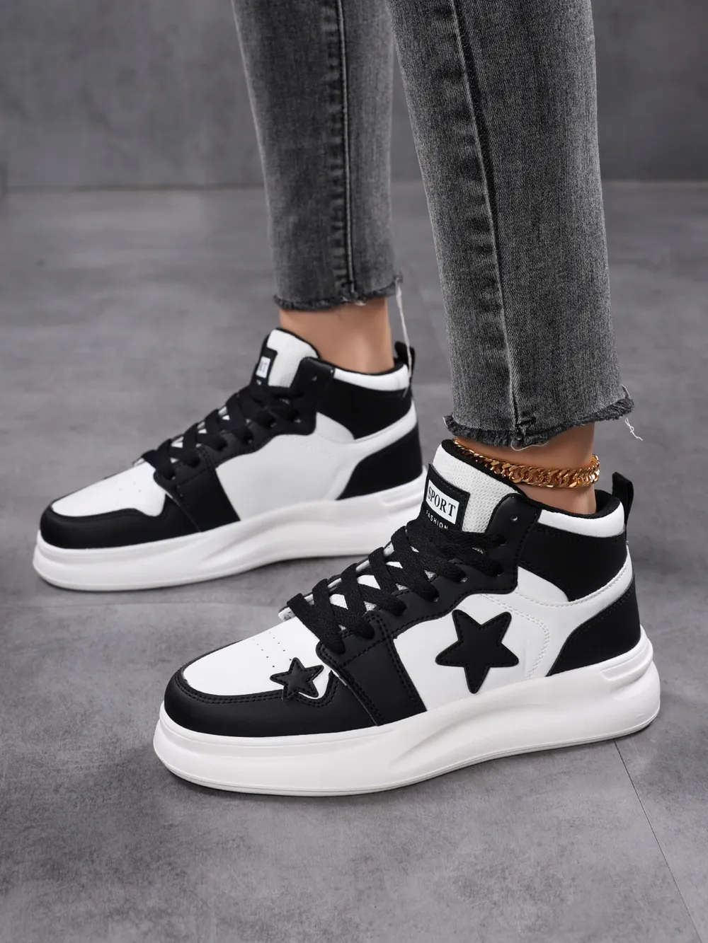 Star Pattern Lace Up Sneakers, image 6