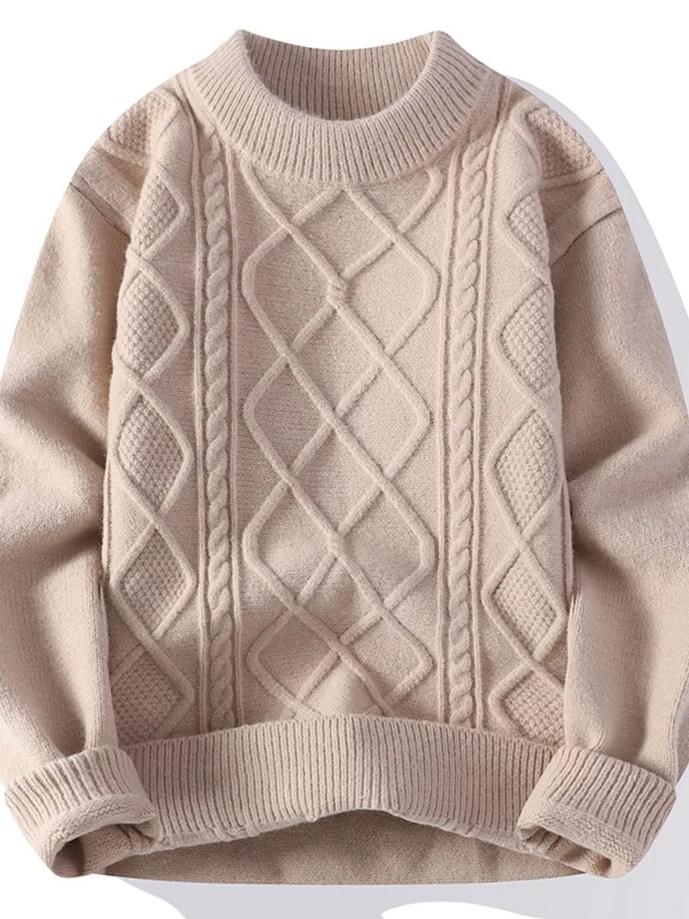 Men's Plus Size Cable-Knit Crewneck Sweater, image 6