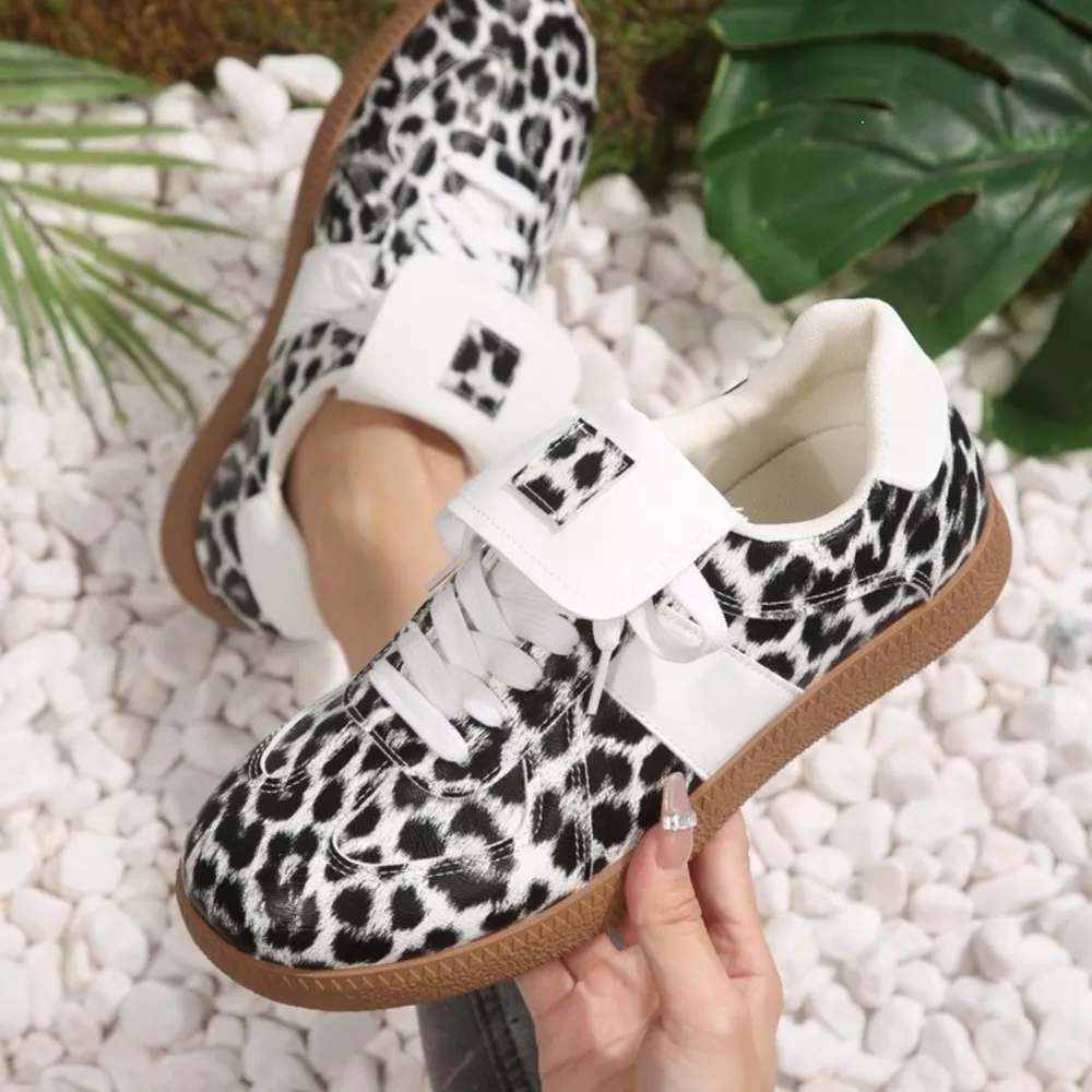 Leopard Lace Up Sneakers, image 5
