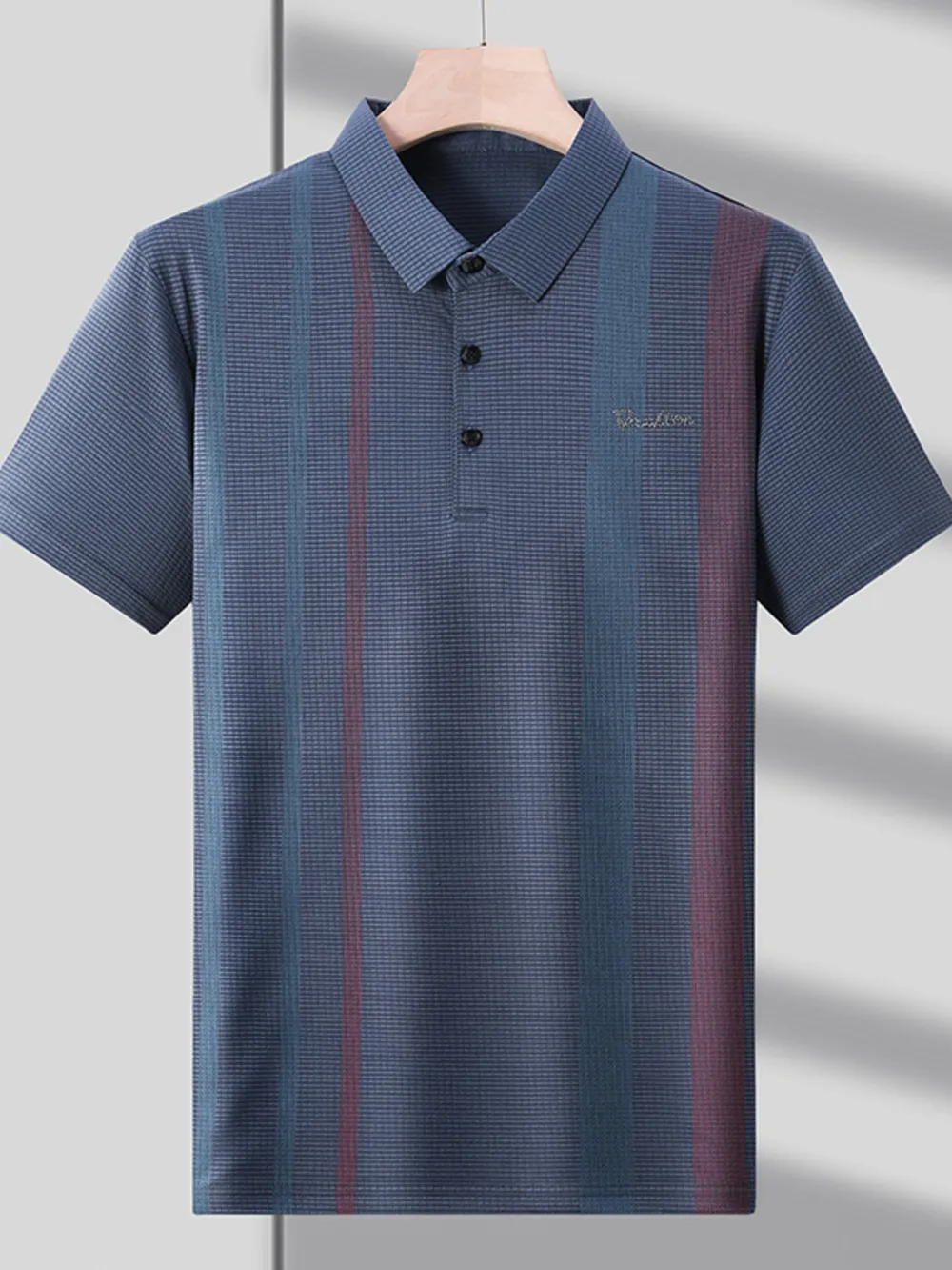 Men's Plus Size Striped Breathable Short Sleeve Polo