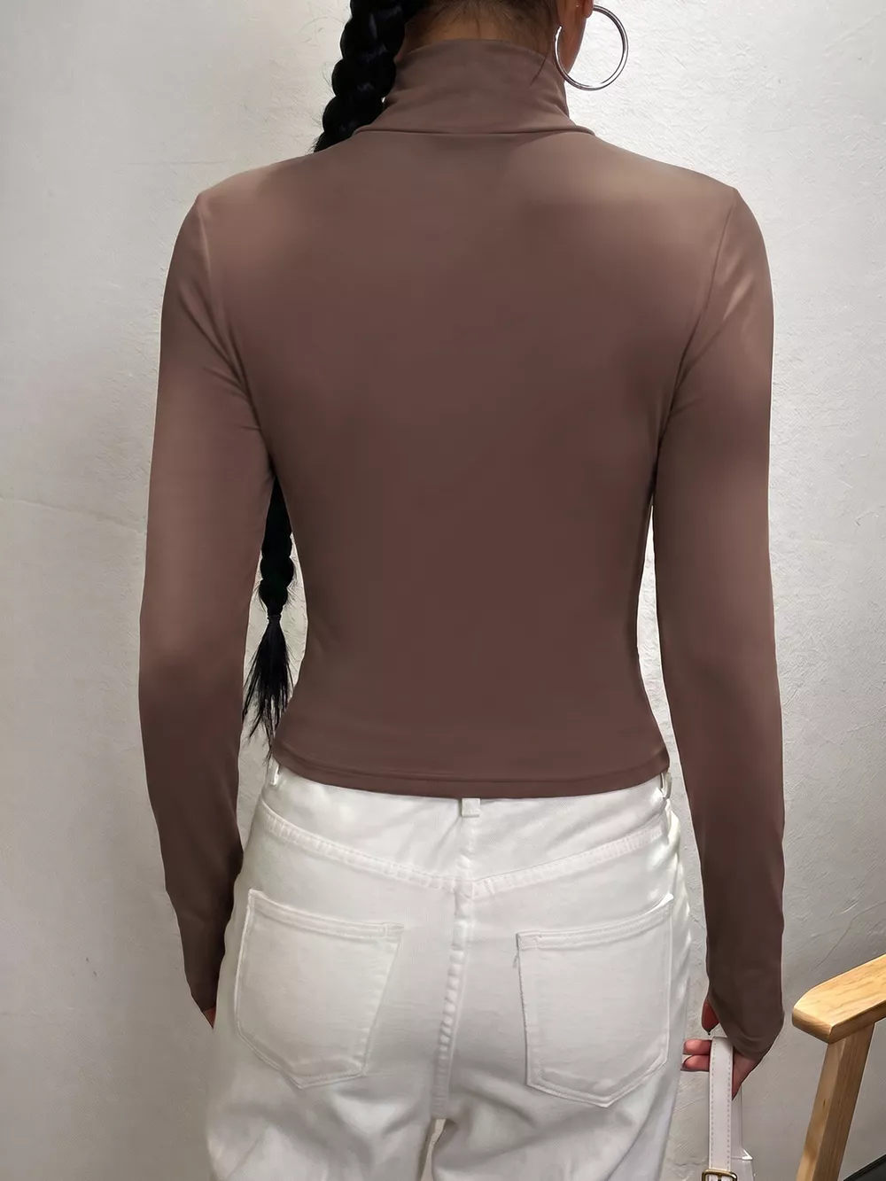 Mock Neck Long Sleeve Slim Fit T-Shirt, image 5