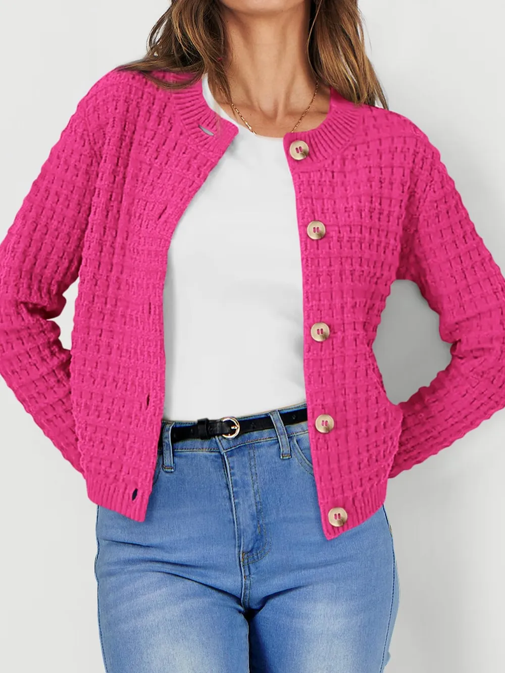 Textured Knit Button-Front Cardigan, image 27