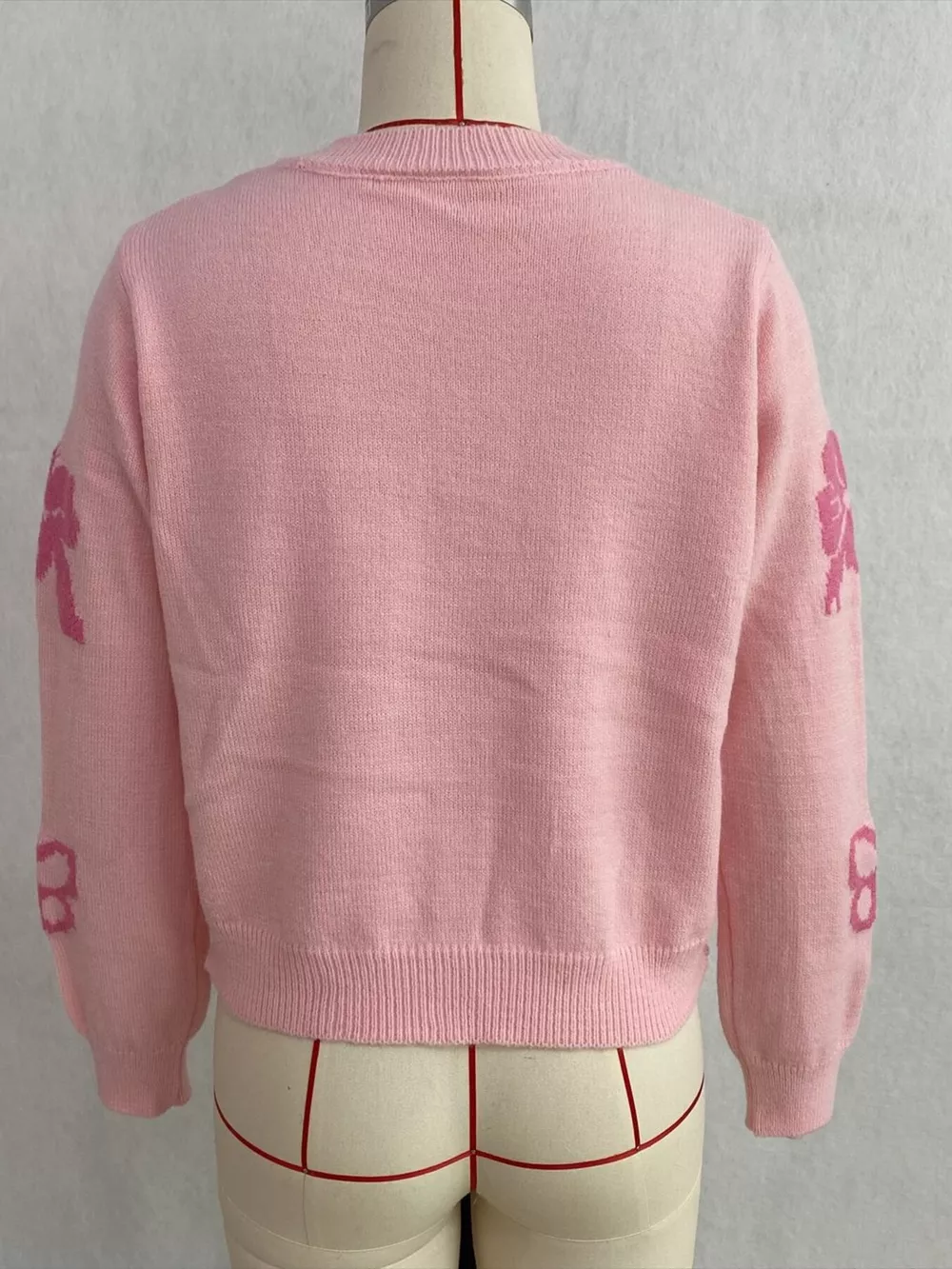 Floral Crew Neck Cropped Knit Cardigan, image 26