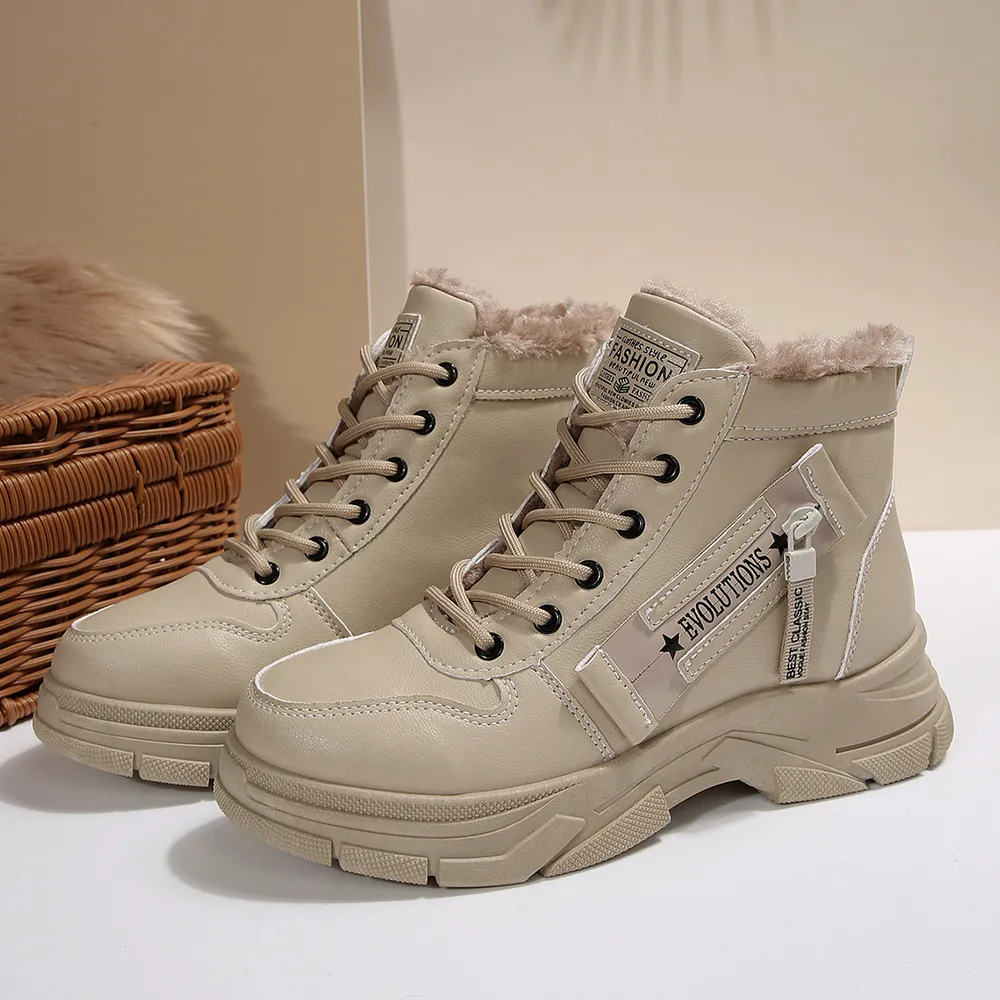 Premium Lace-Up Combat Boots with Fleece Line, image 3
