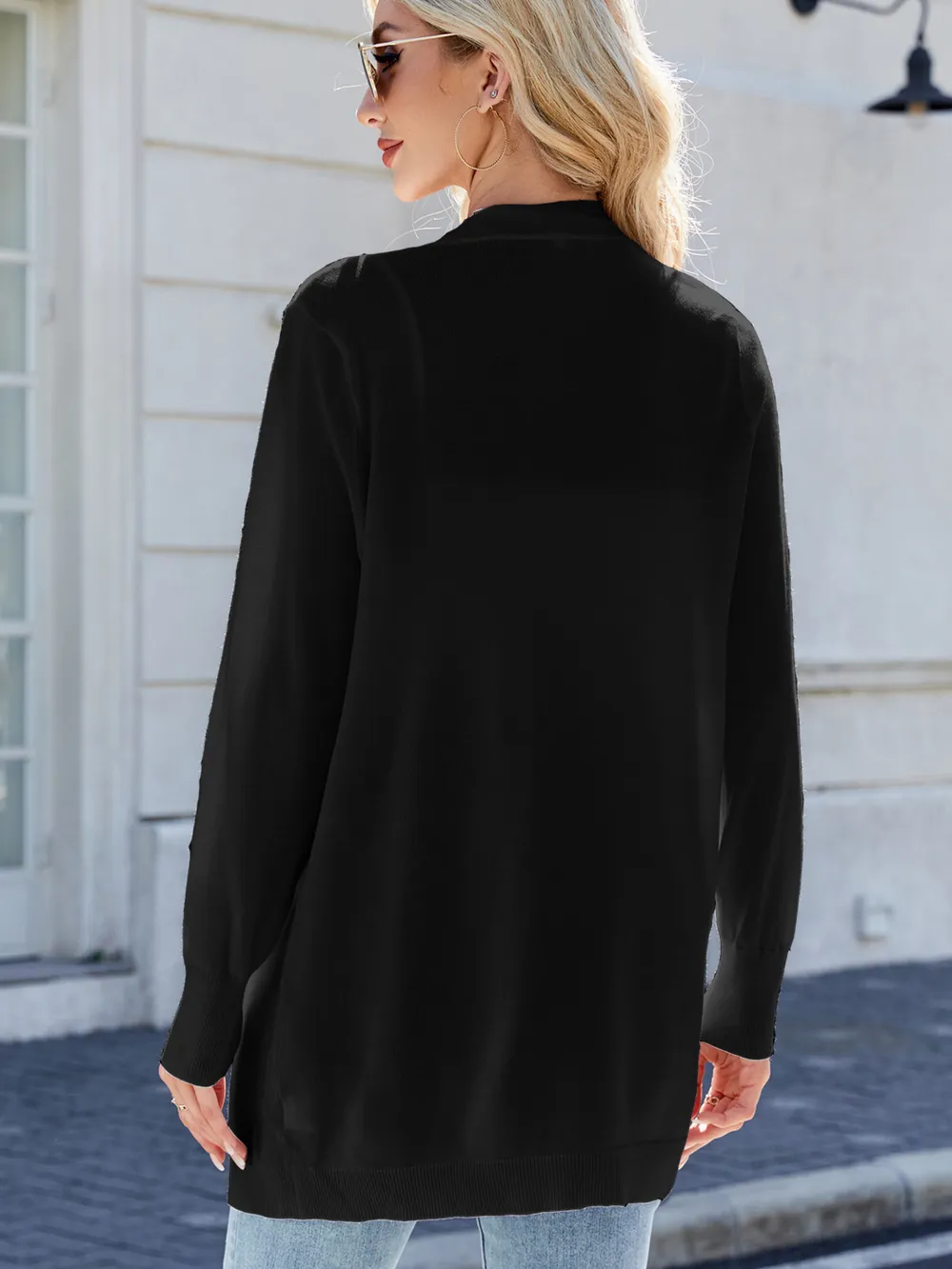 Striped Open Front Cardigan with Relaxed Fit, image 16