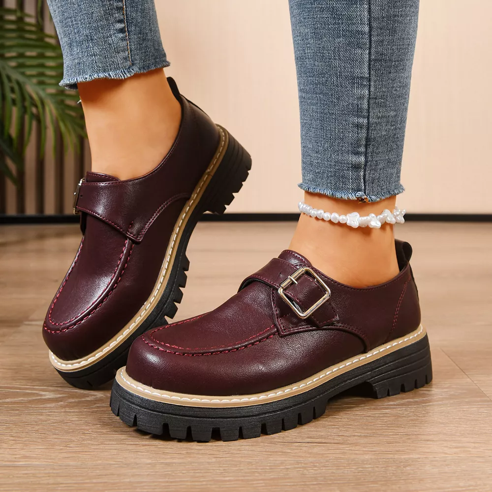 Round Toe Buckle Loafers, image 13