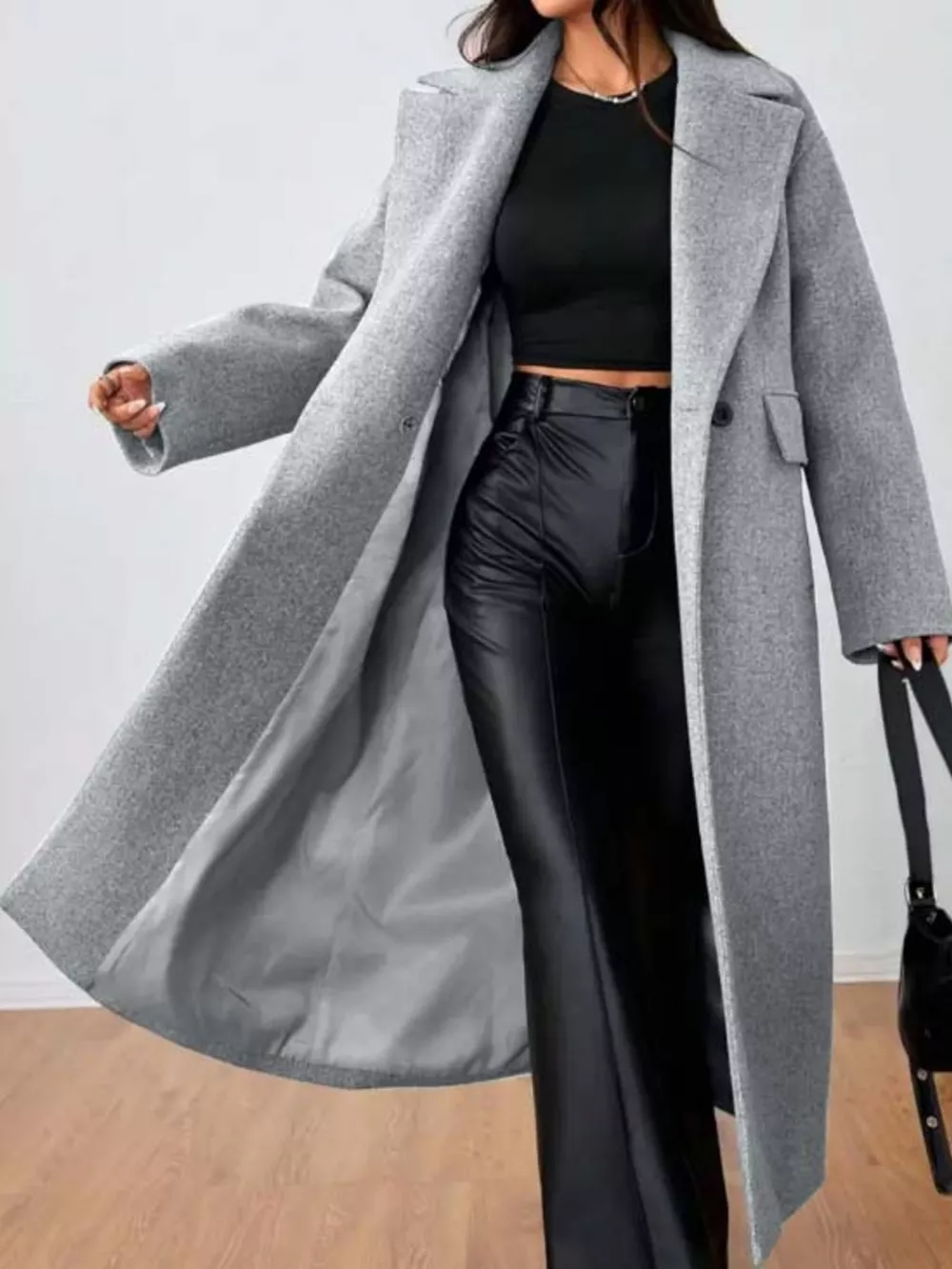 Wool-Blend Longline Overcoat, image 4