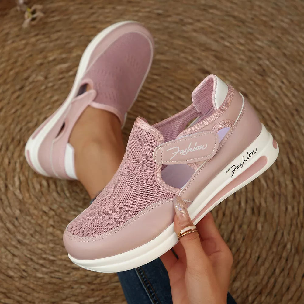 Breathable Mesh Wedge Sneakers, image 15