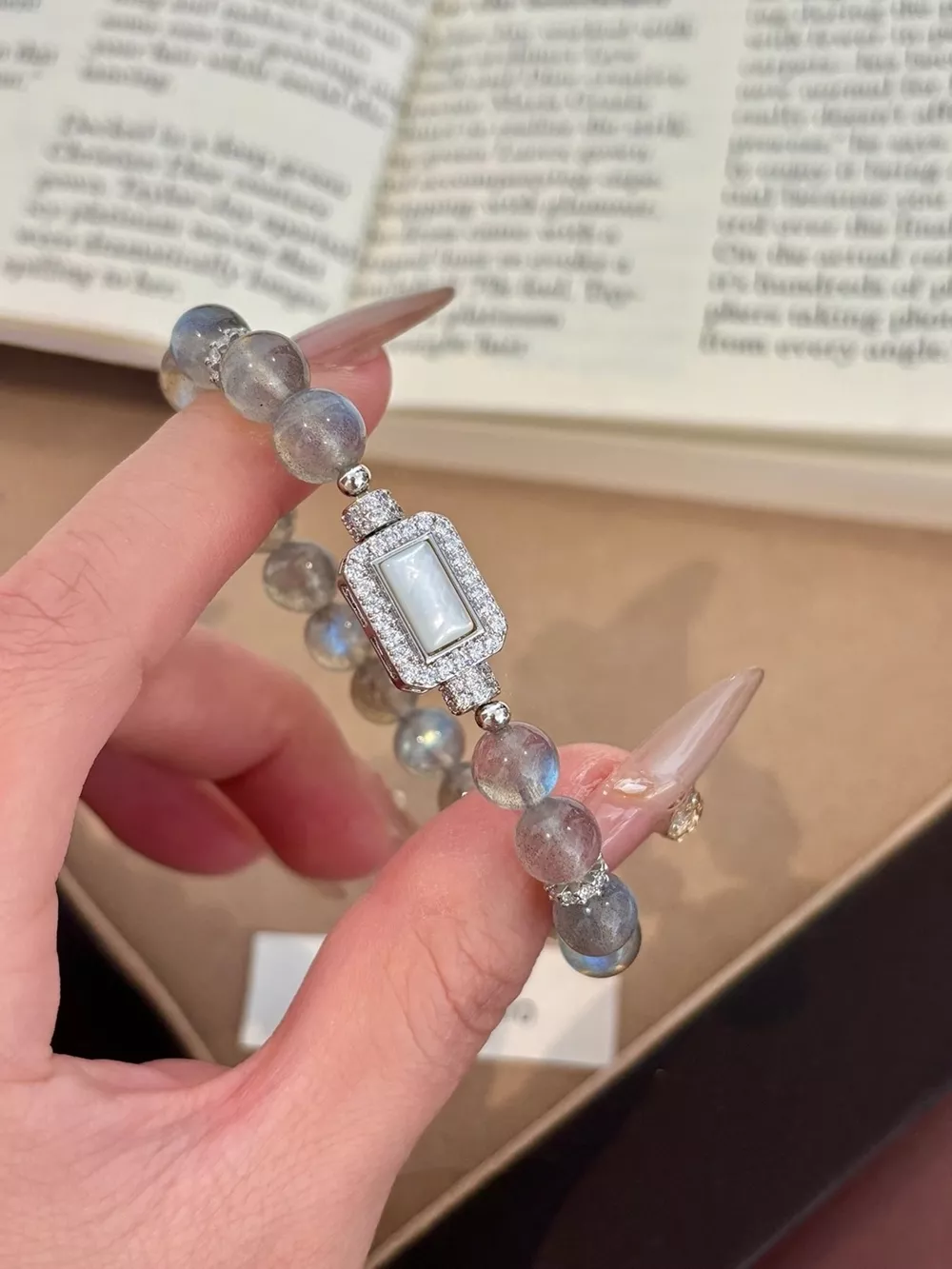 Moonstone Bead Geometric Bracelet, image 6
