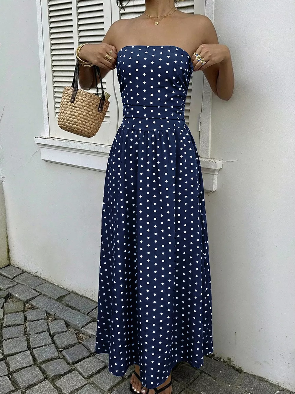 Polka Dot Tube A-Line Dress, image 12