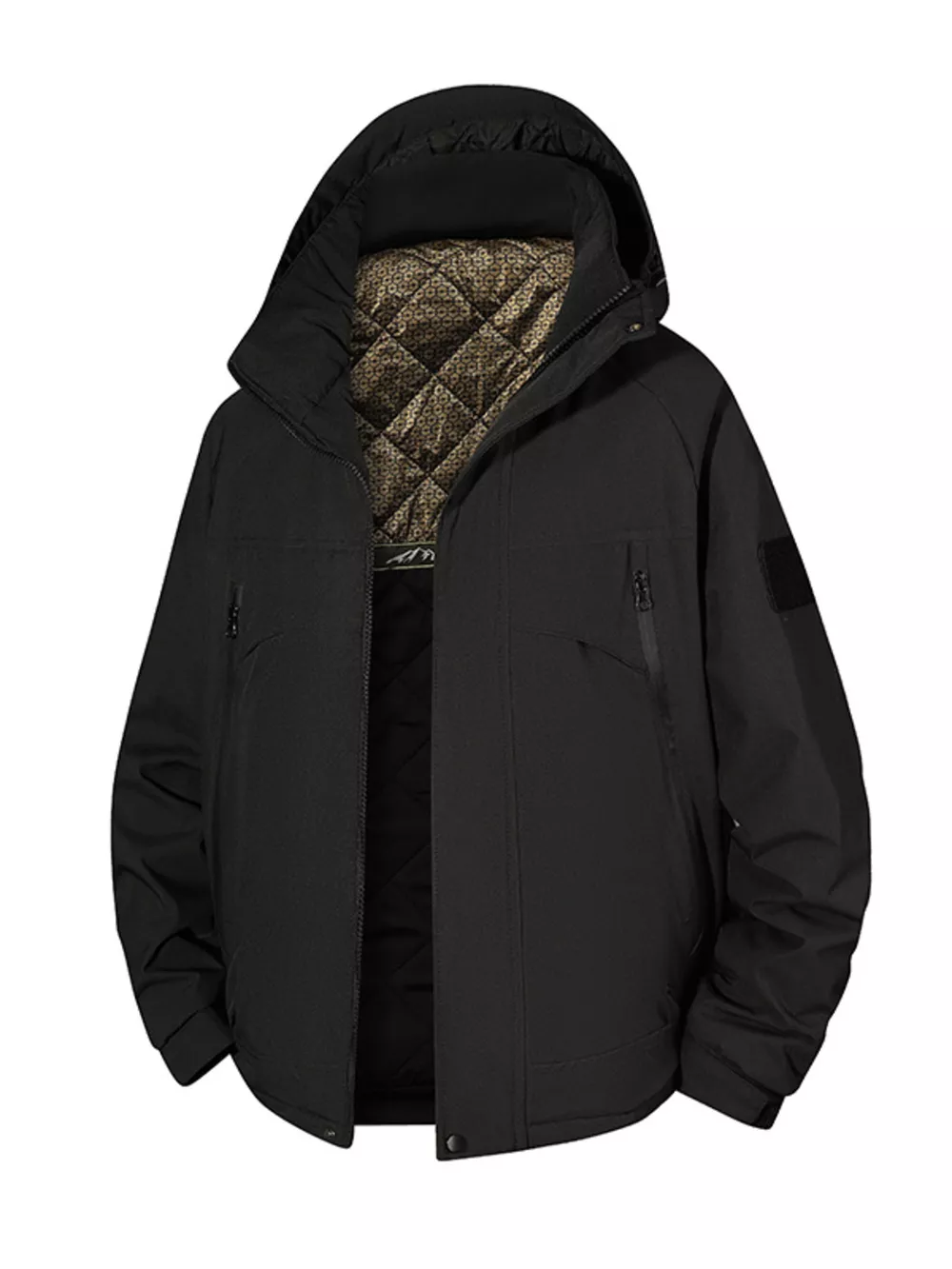 Men's Full Size Hooded Zip Up Winter Jacket Plus Size