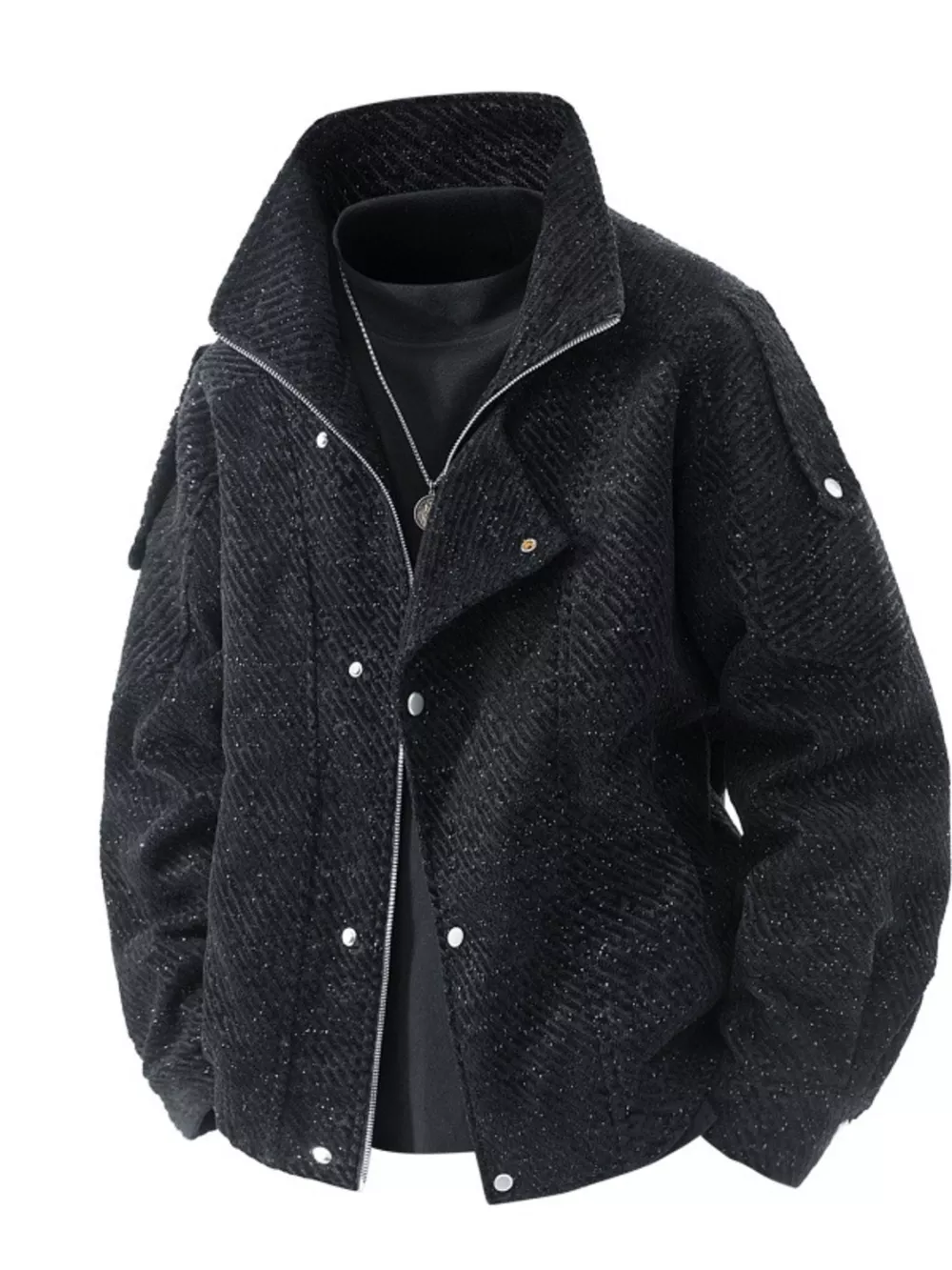 Men's Plus Size Snap Down Long Sleeve Jacket