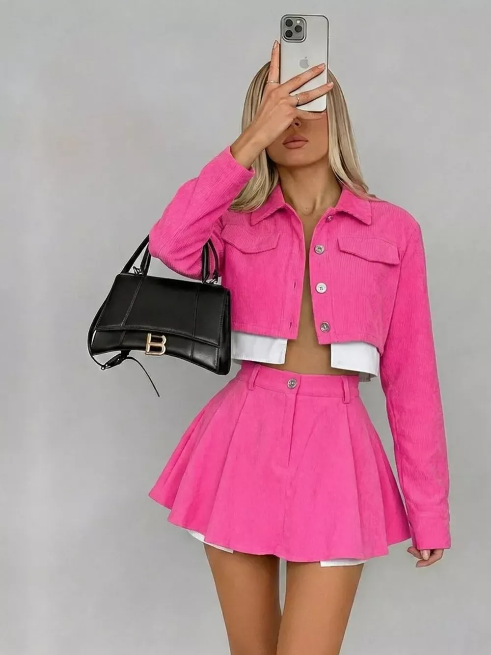 Button Up Cropped Jacket and Mini Skirt Set, image 13