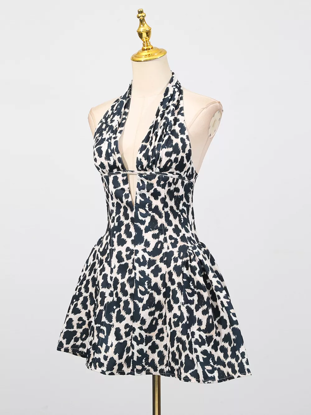 Leopard Print Halter Neck Mini Dress, image 4