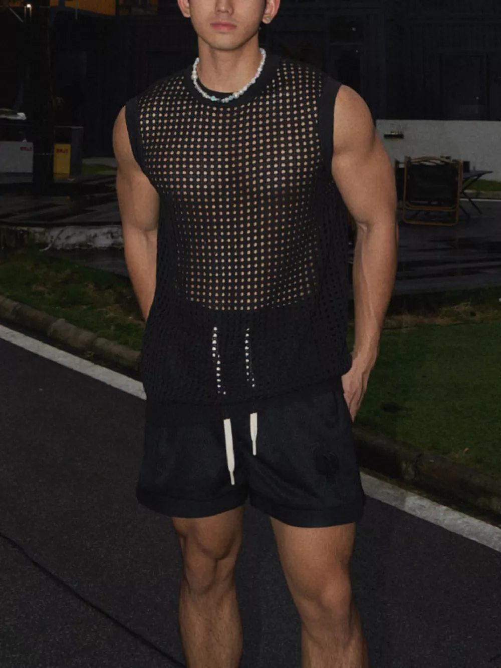 Men's Full Size Breathable Hollow-Out Tank Top Plus Size, image 5