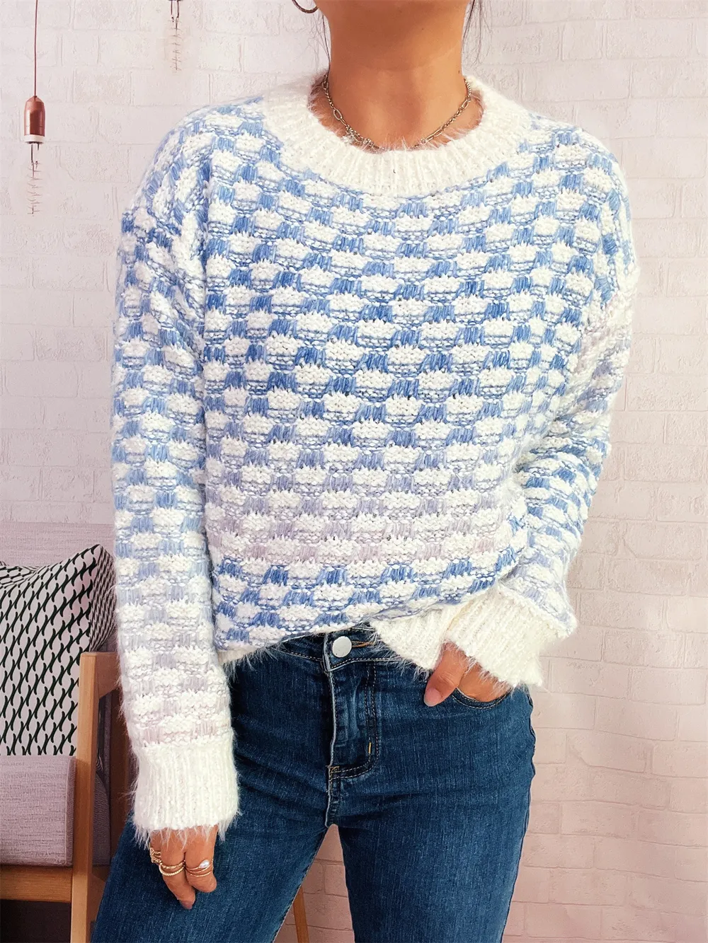 Rainbow Gradient Round Neck Sweater, image 6