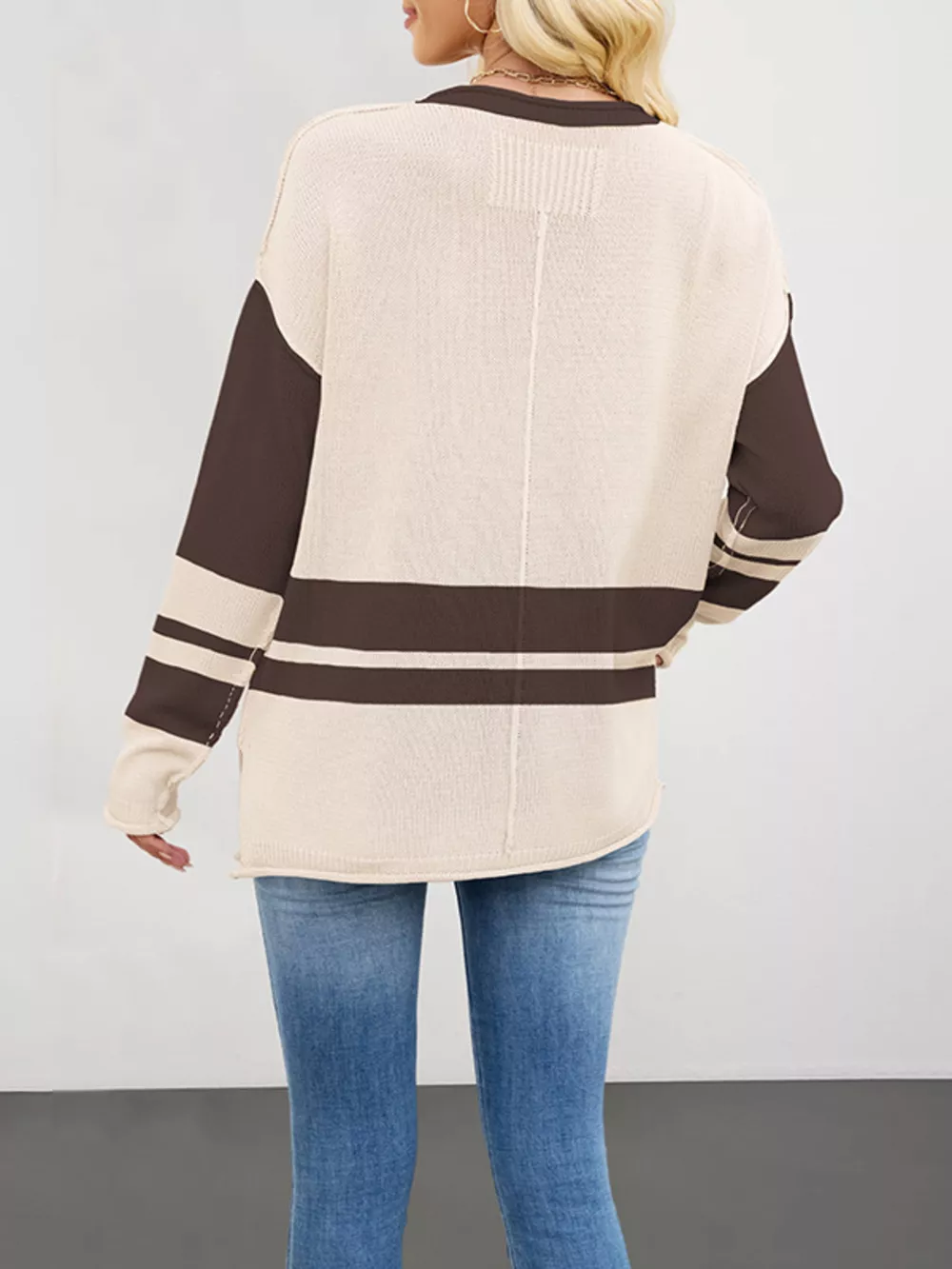 Striped Dropped Shoulder Sweater, image 10
