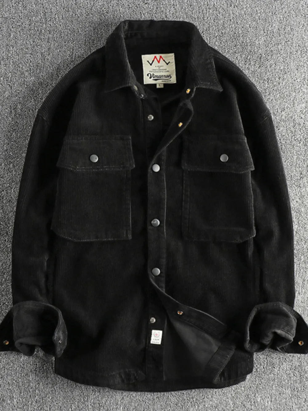 Men's Plus Size Corduroy Button Up Long Sleeve Jacket, image 4