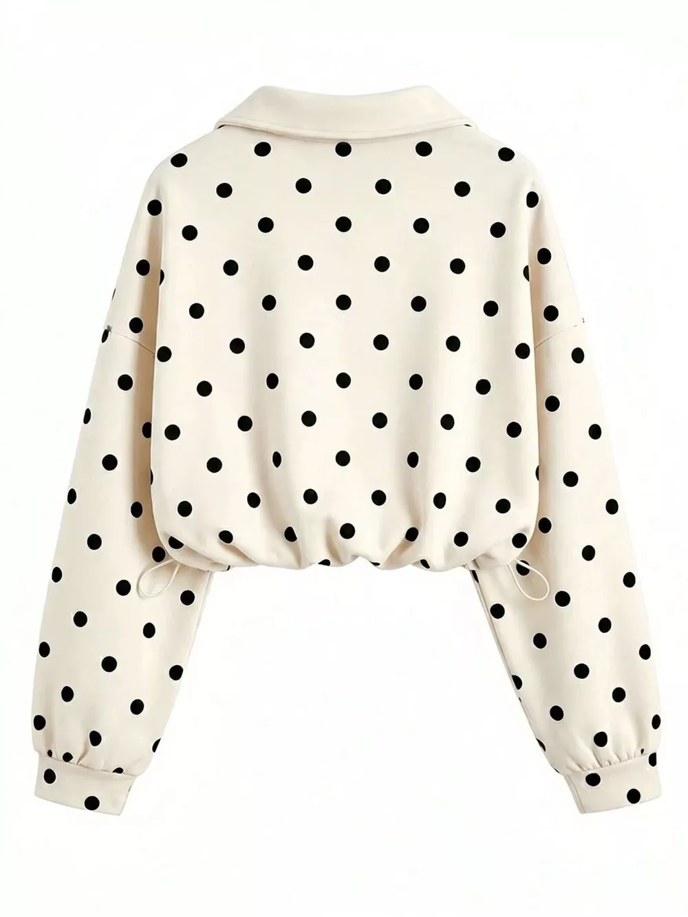 Polka Dot Half Zip Cropped Sweatshirt, image 5