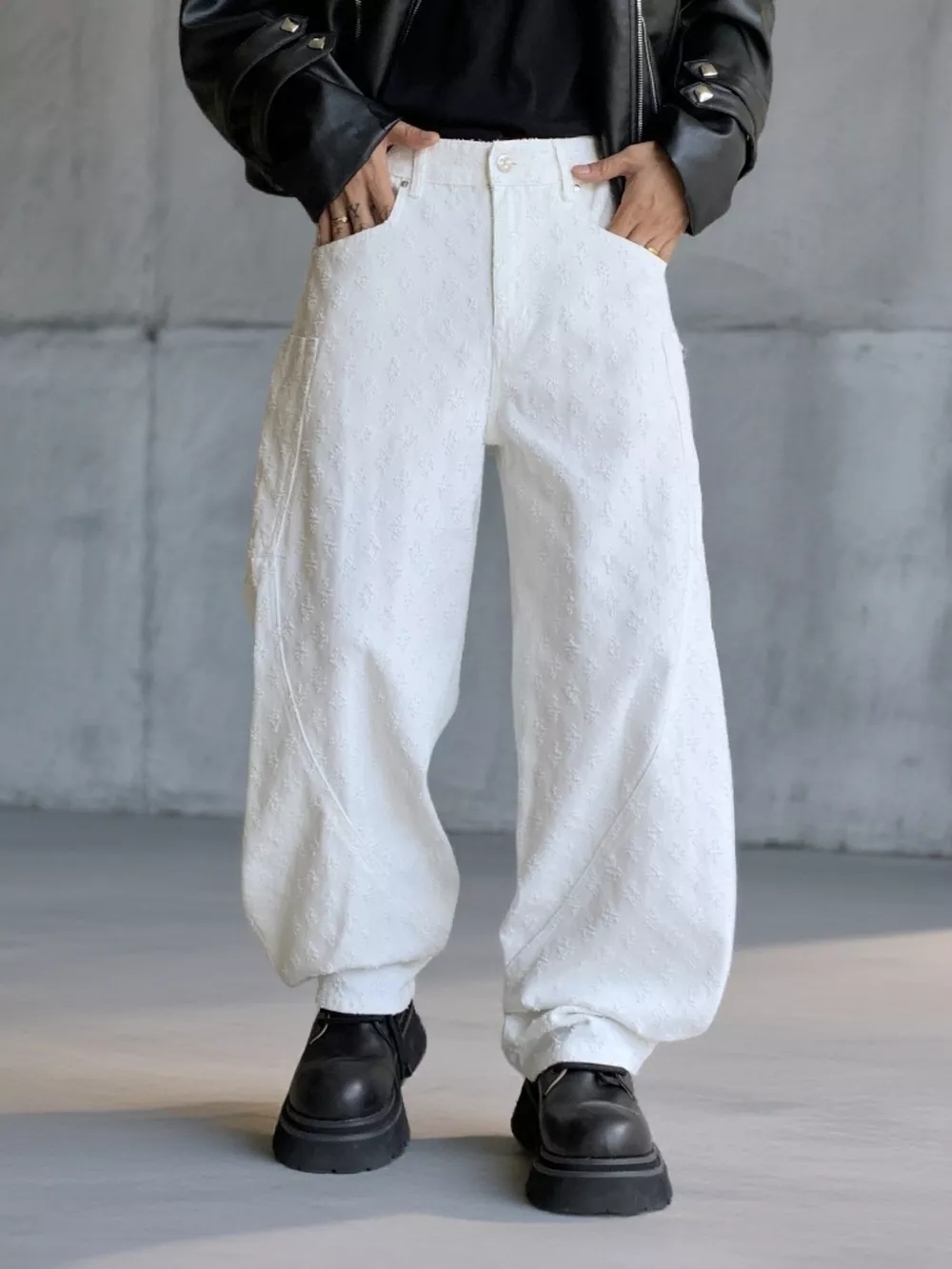 Men's Full Size Textured Wide Leg Pants Plus Size, image 2