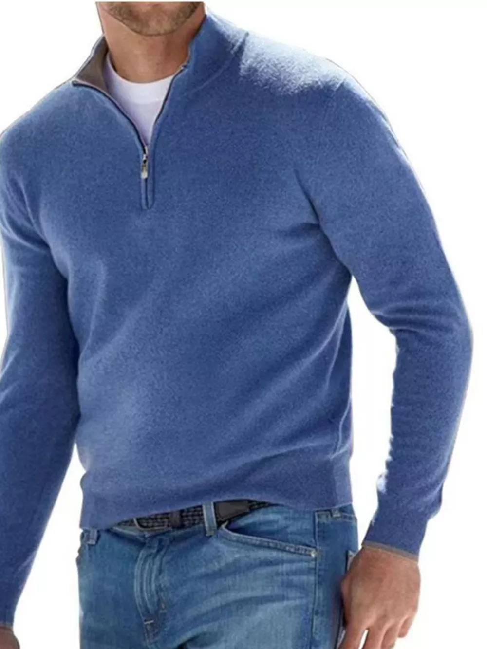 Men's Full Size Quarter-Zip Long Sleeve Sweater Plus Size, image 11