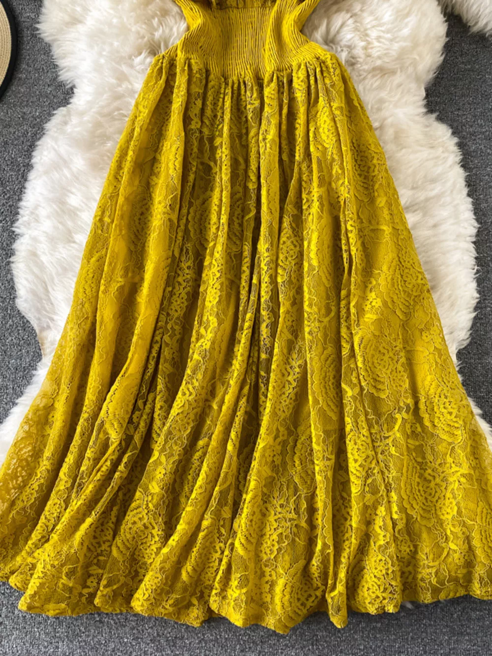 Ruffled Mock Neck Lace Maxi Dress, image 4